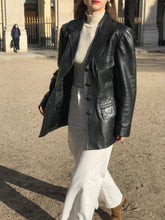 Charger l'image dans la galerie, Vintage black leather blazer