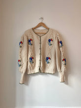 将图片加载到图库查看器,Vintage Tyrol white floral cardigan