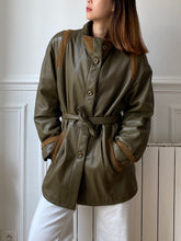Charger l'image dans la galerie, Manteau kaki cuir 80s