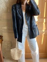 Charger l'image dans la galerie, Vintage black leather blazer