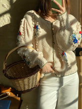 将图片加载到图库查看器,Vintage Tyrol white floral cardigan