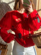 Charger l'image dans la galerie, Vintage mohair red cardigan