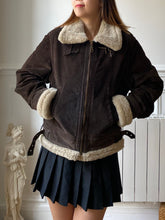 Charger l'image dans la galerie, Manteau bomber suede 80s