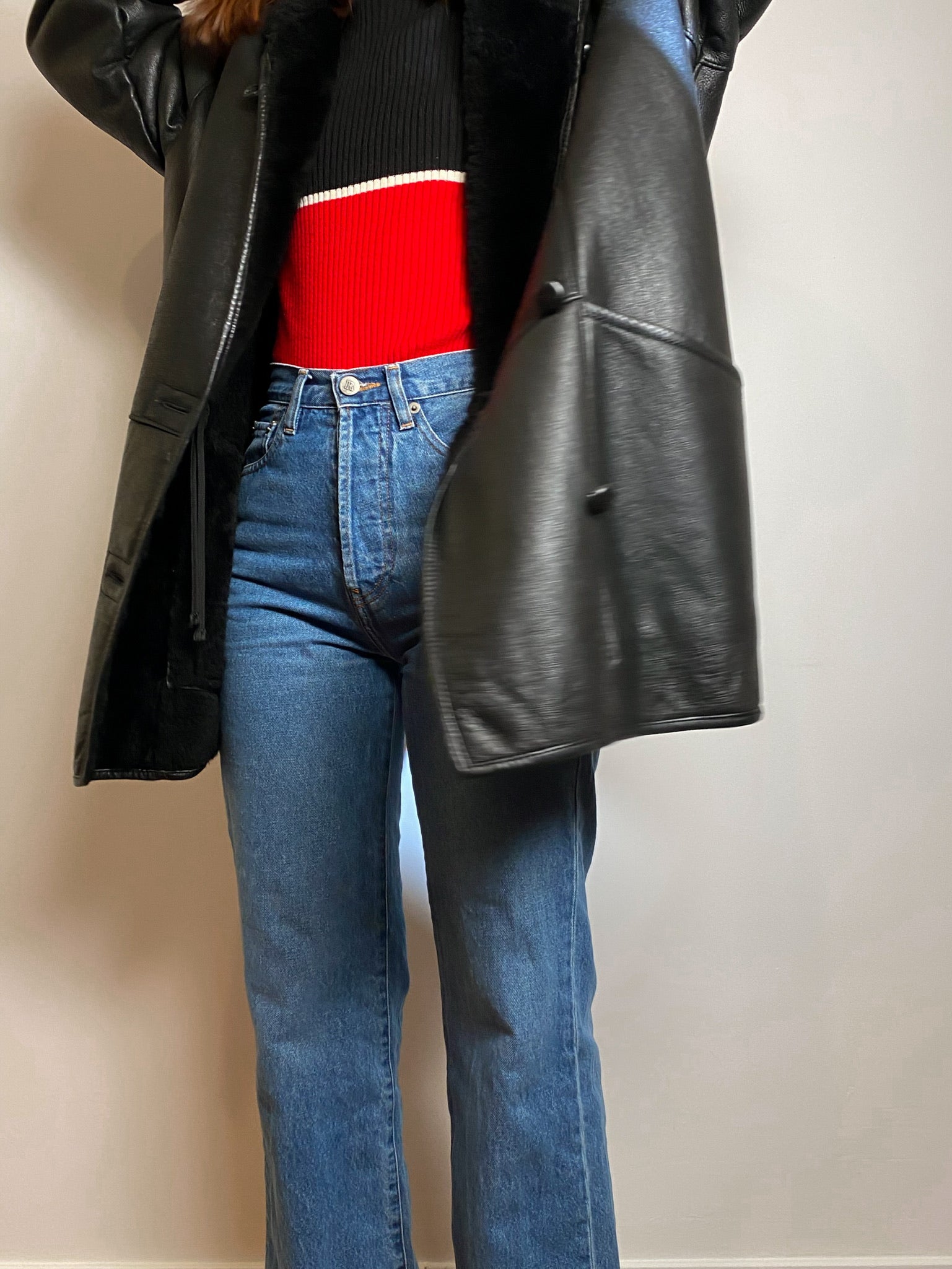 Cocoon leather coat
