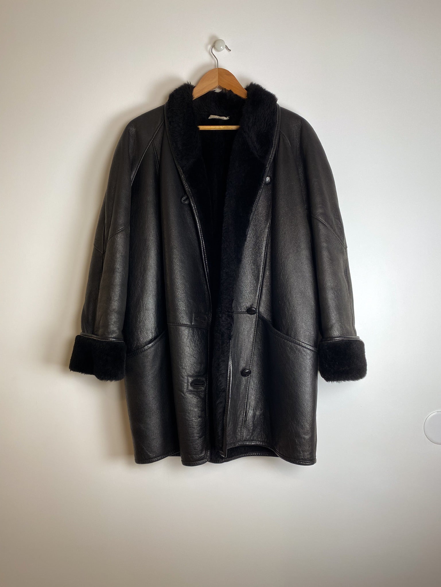 Cocoon leather coat