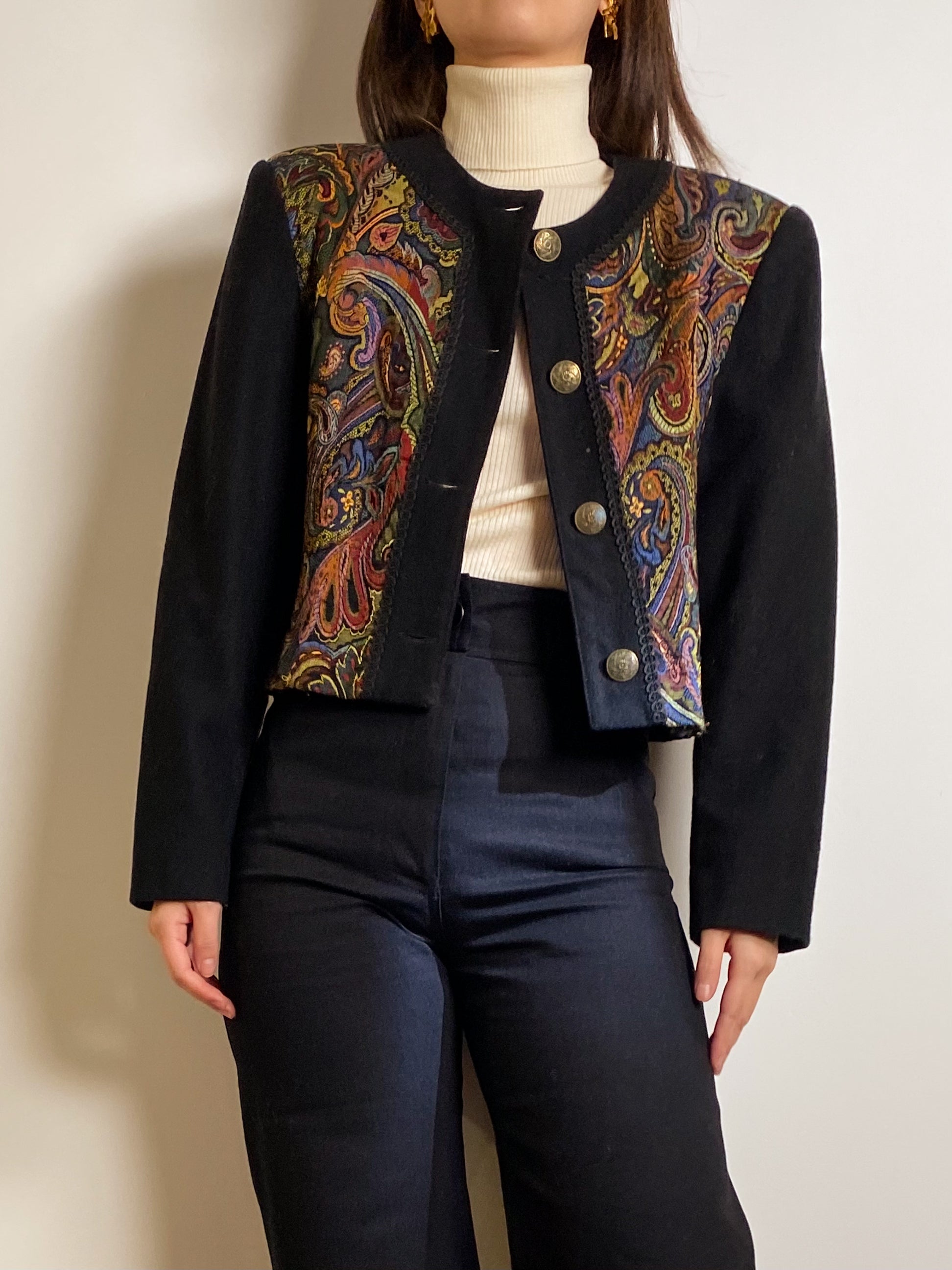 Vintage Embroidery wool blazer
