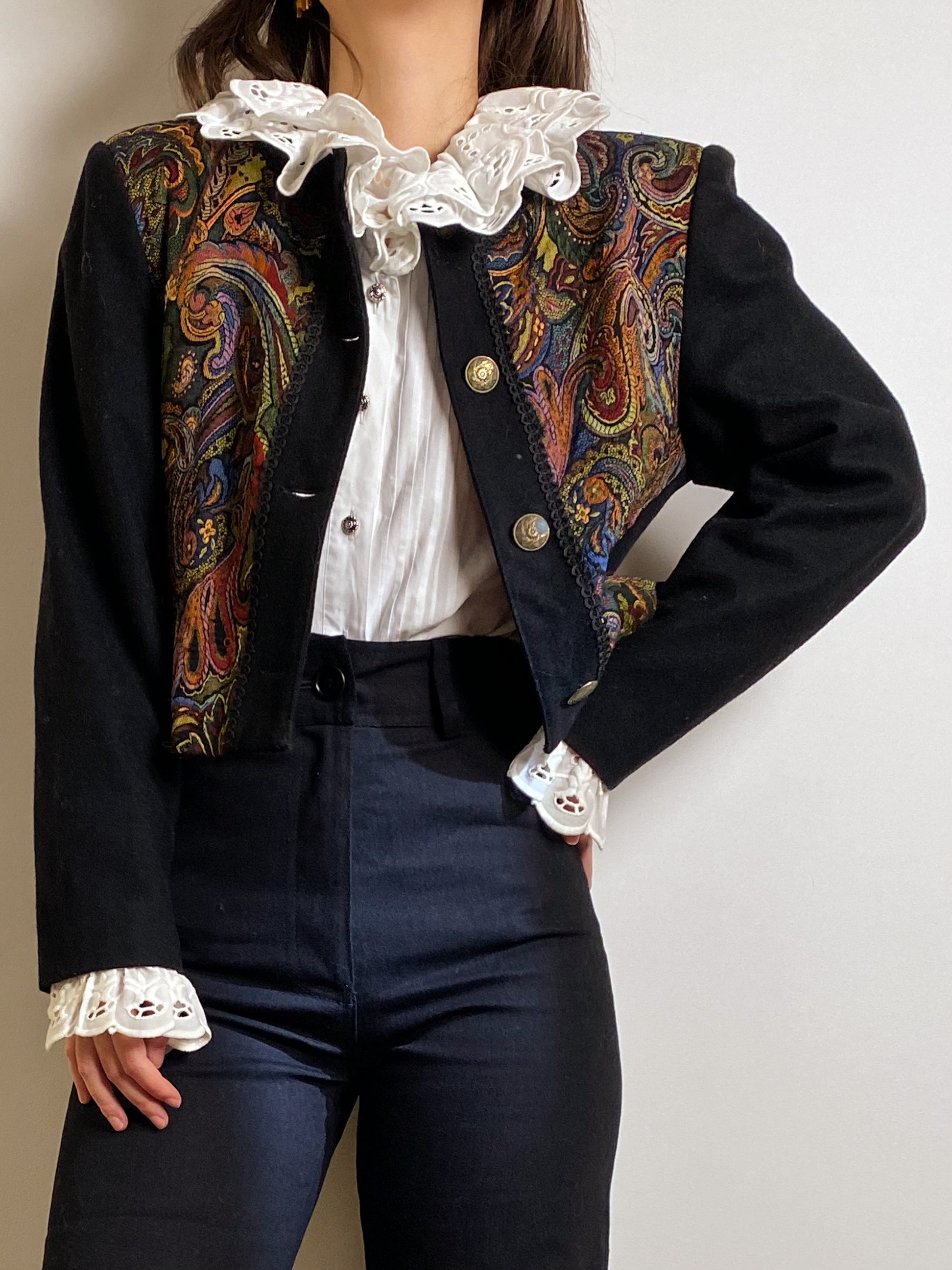 Vintage Embroidery wool blazer