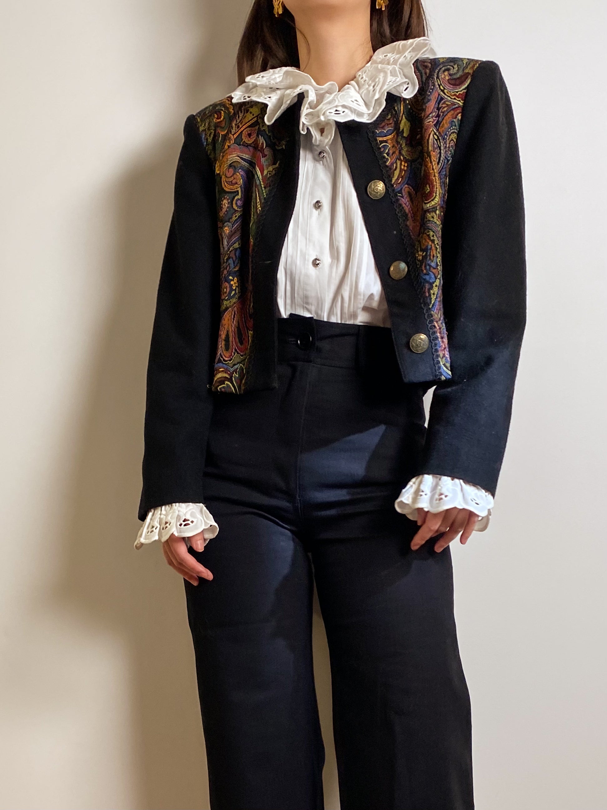 Vintage Embroidery wool blazer