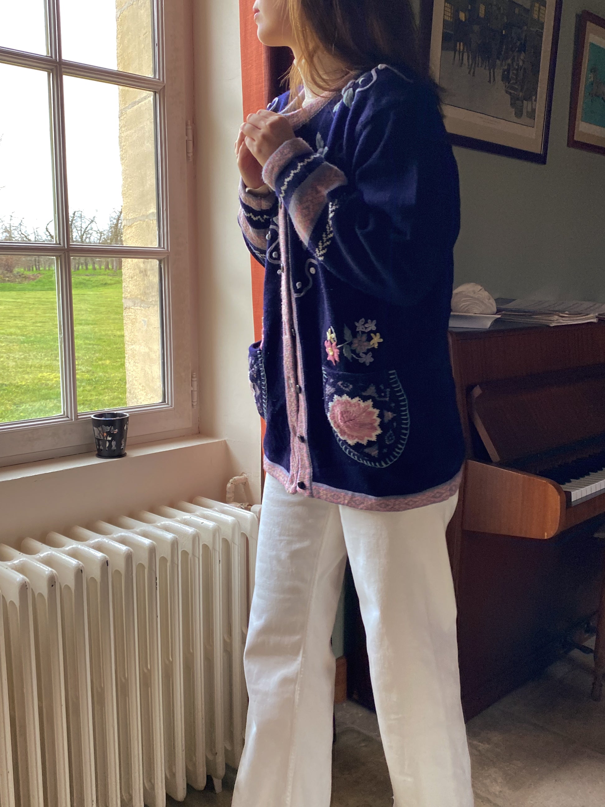 Vintage navy long cardigan