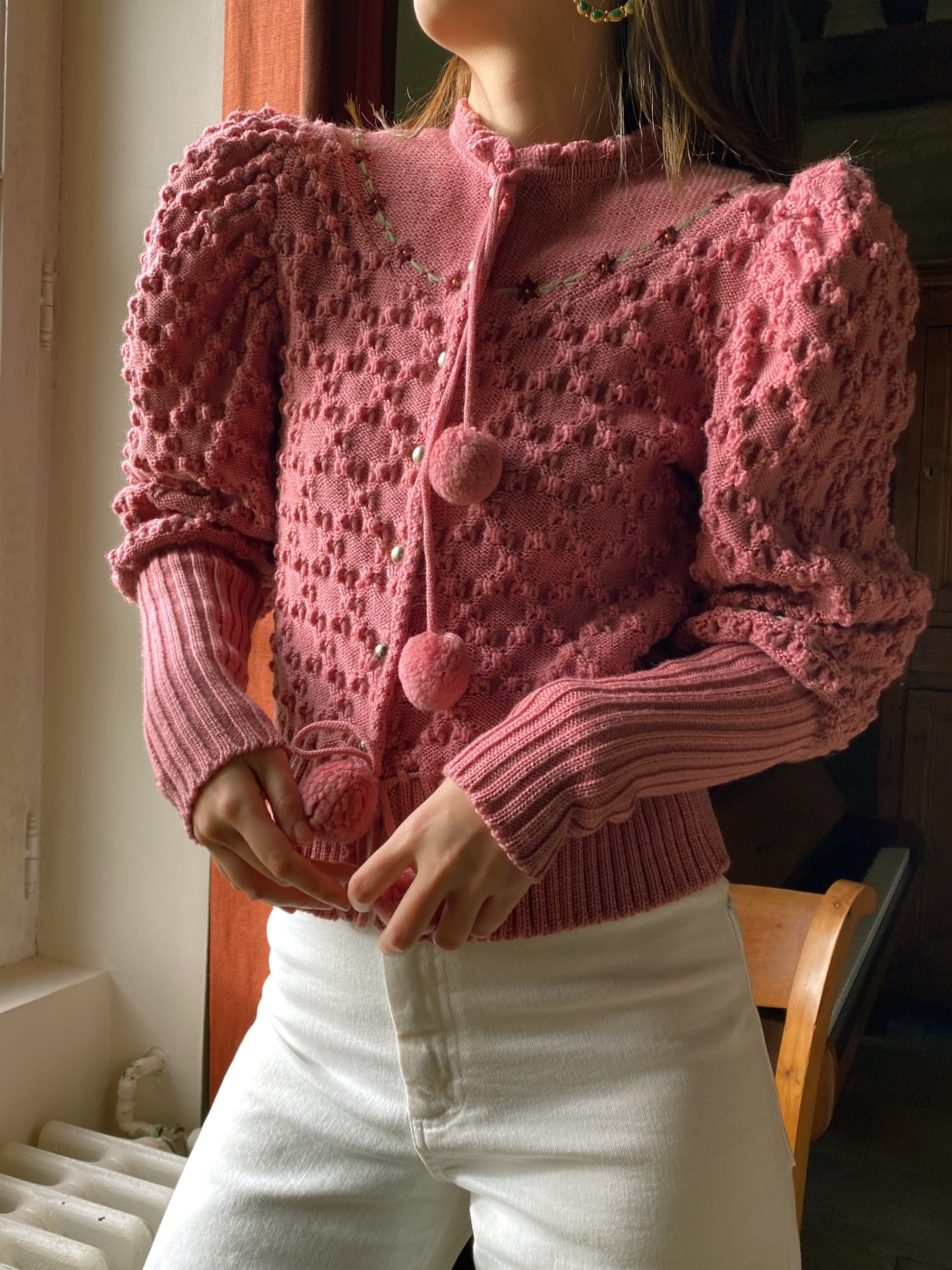 Vintage austrian rose cardigan