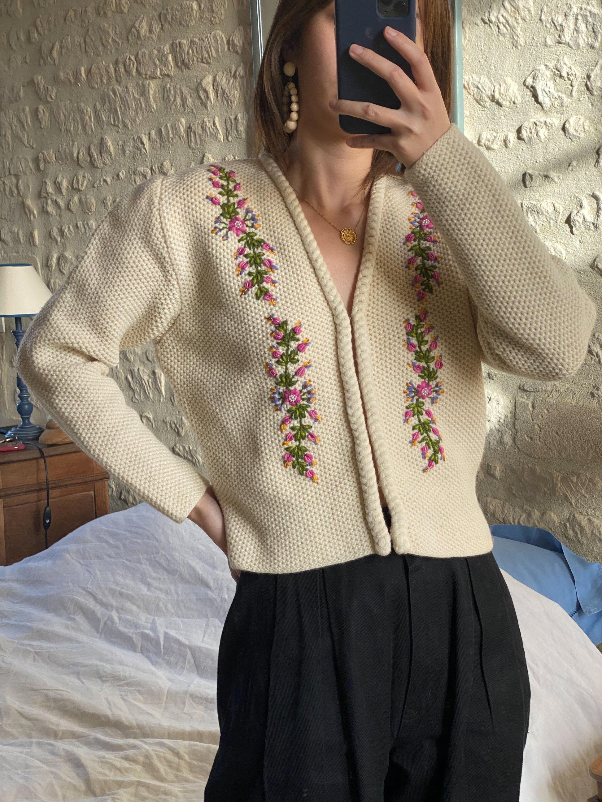 Vintage embroidery cardigan