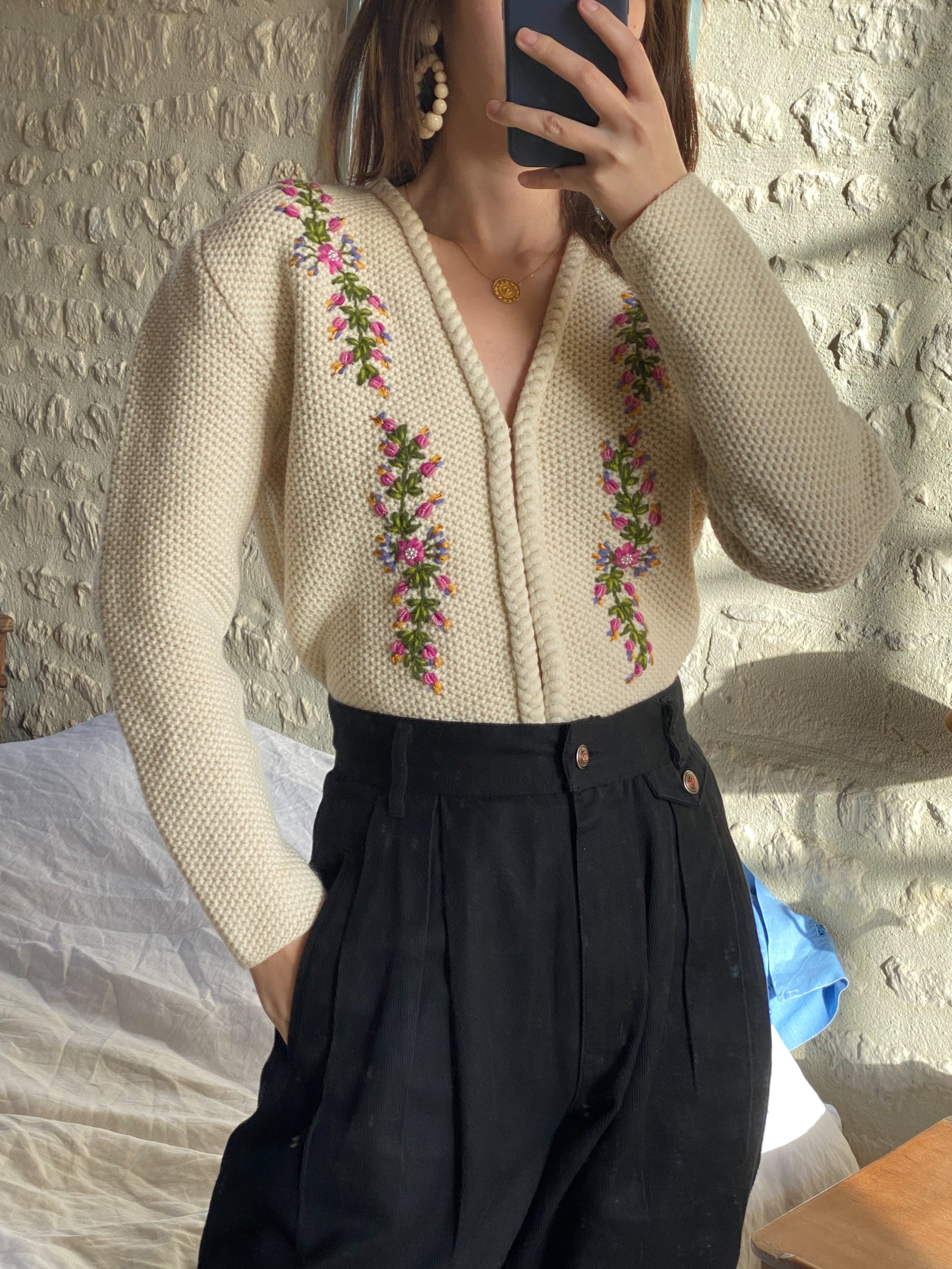 Vintage embroidery cardigan