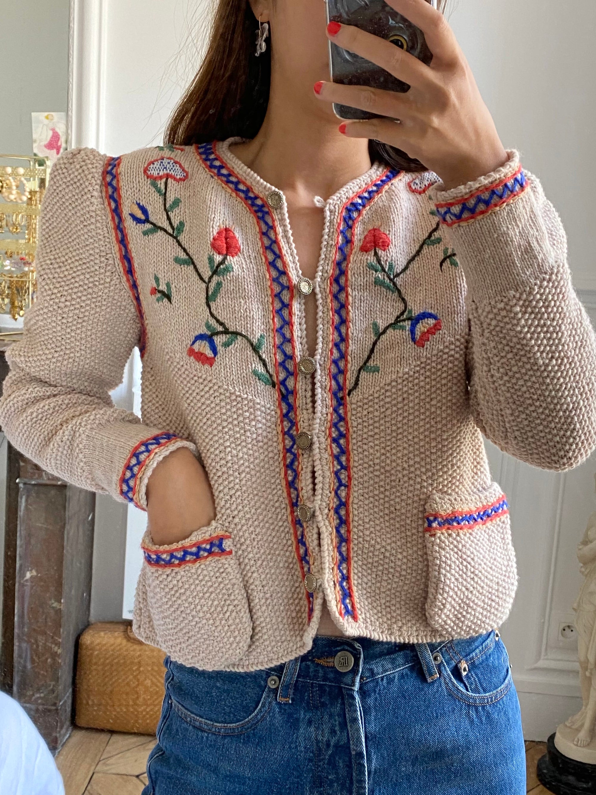 PRE-ORDER Hand knitted folk cardigan