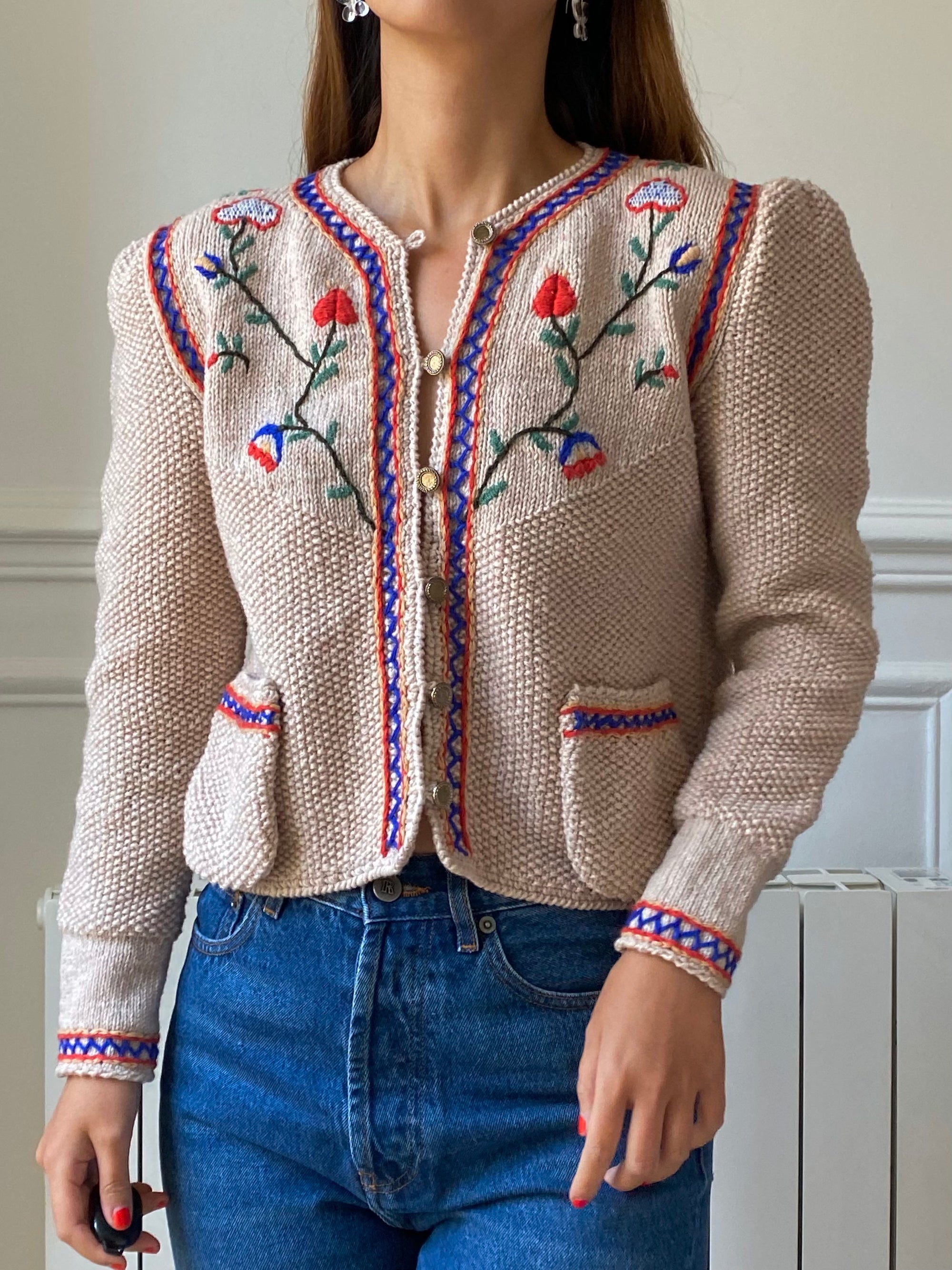 PRE-ORDER Hand knitted folk cardigan