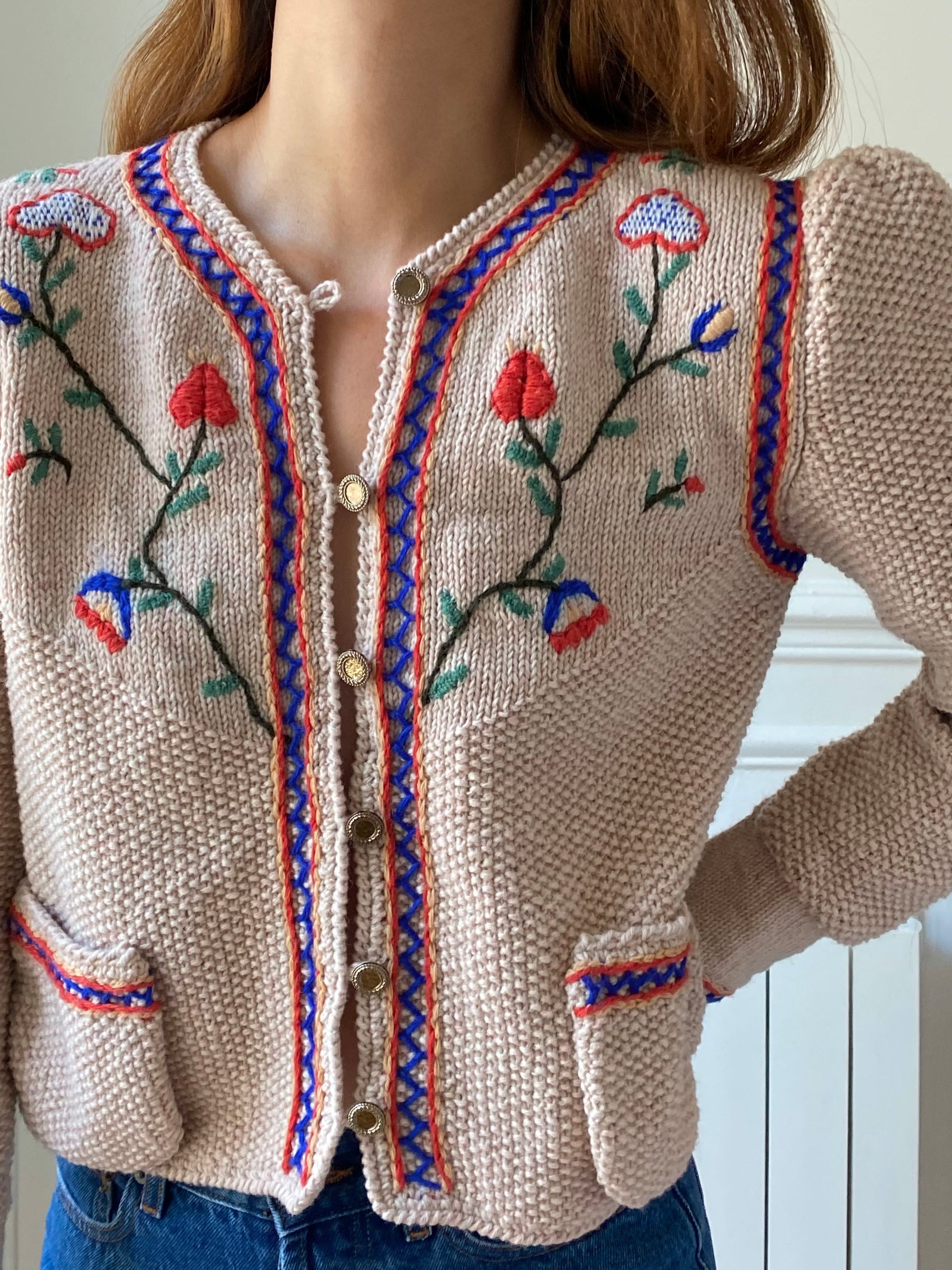PRE-ORDER Hand knitted folk cardigan