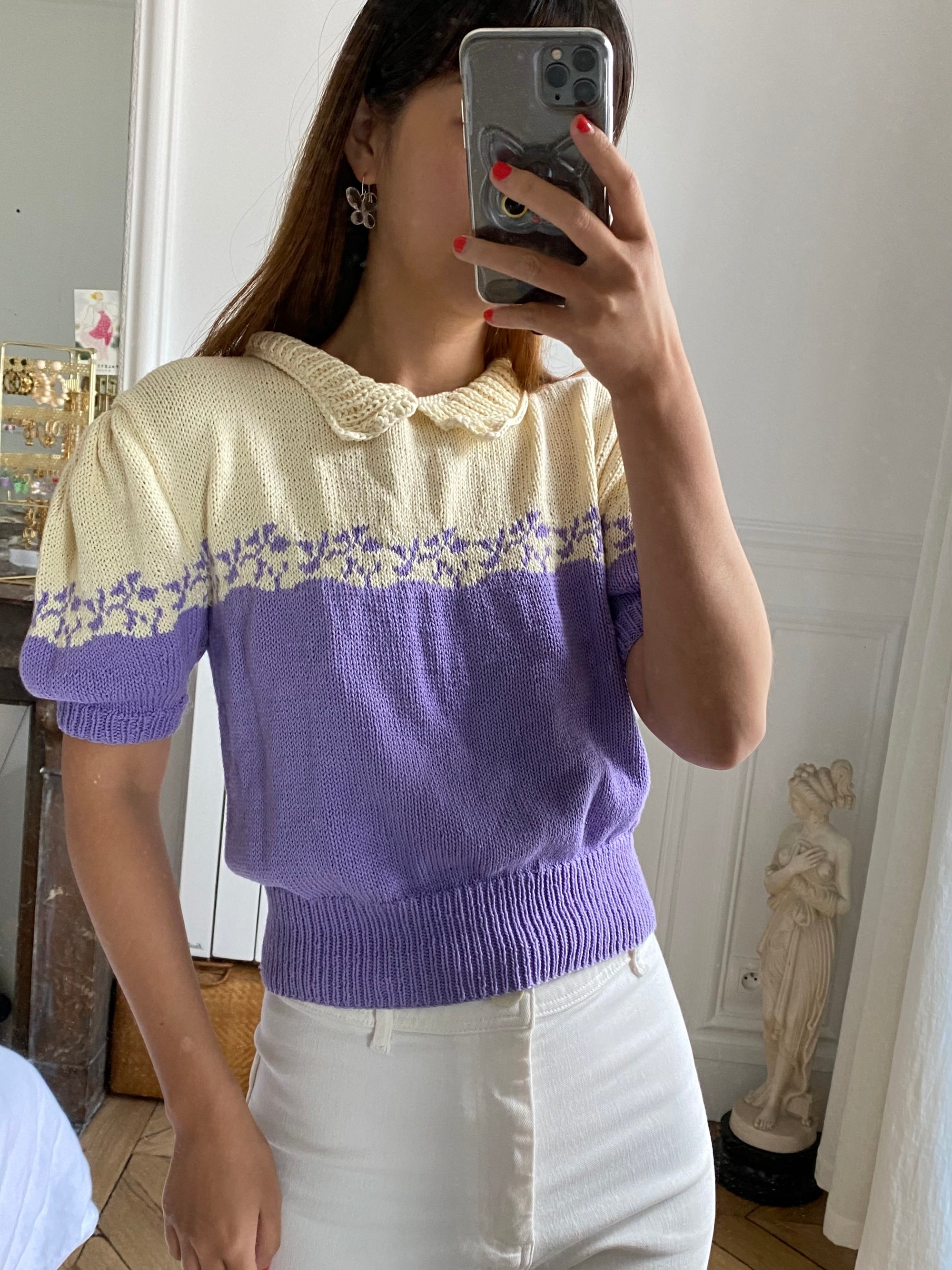 PRE-ORDER Hand knitted purple pullover