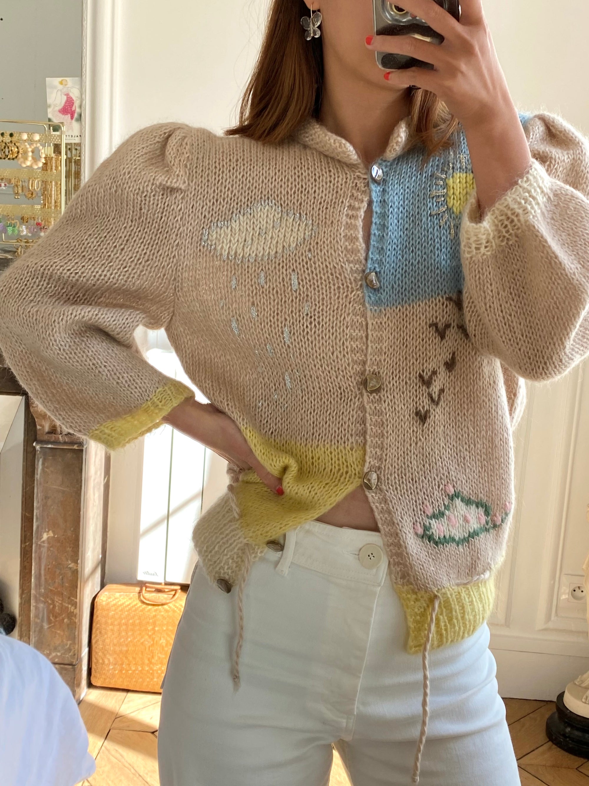 Vintage cardigan mohair dessin