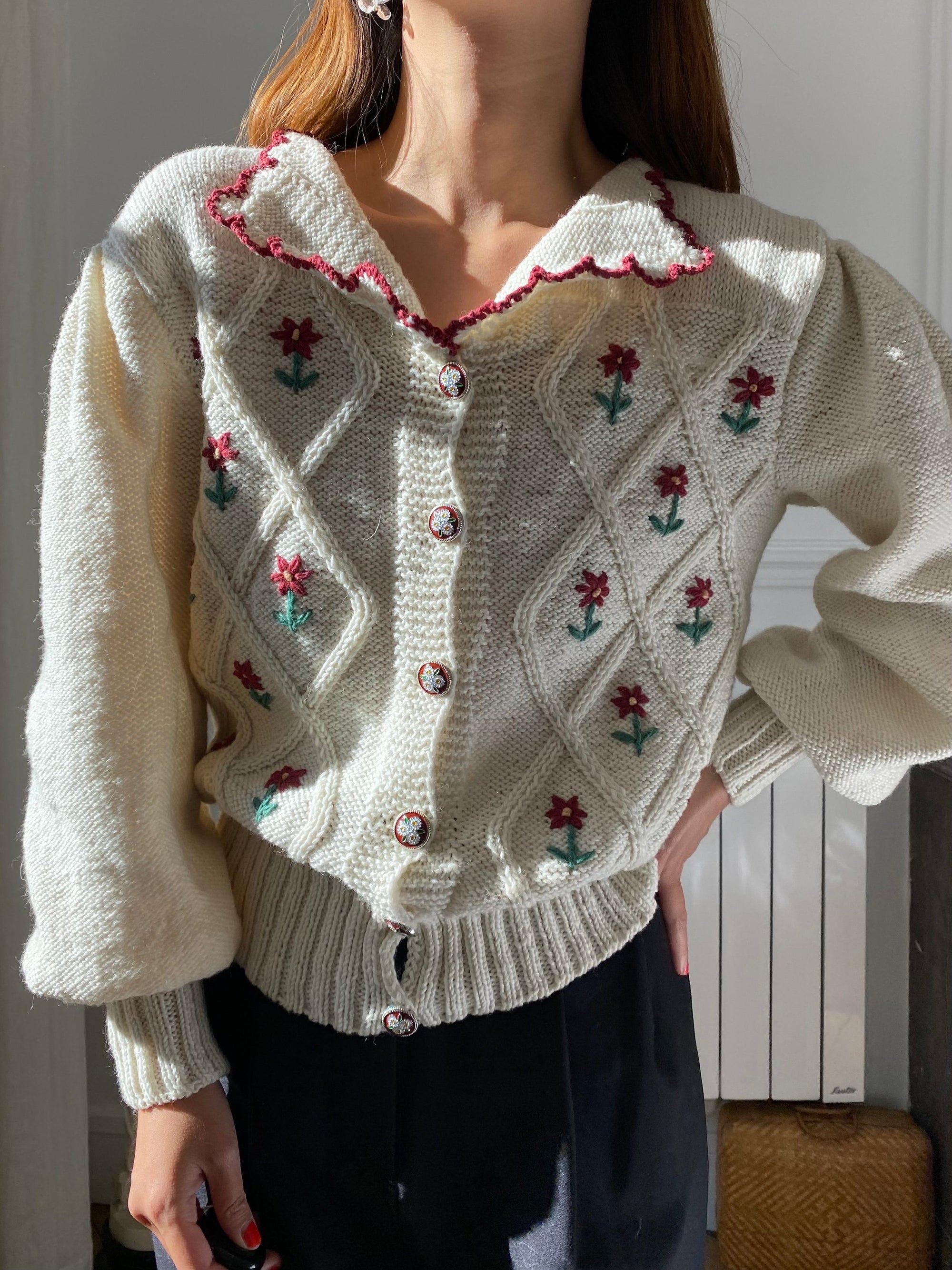 PRE-ORDER Hand knitted white cardigan