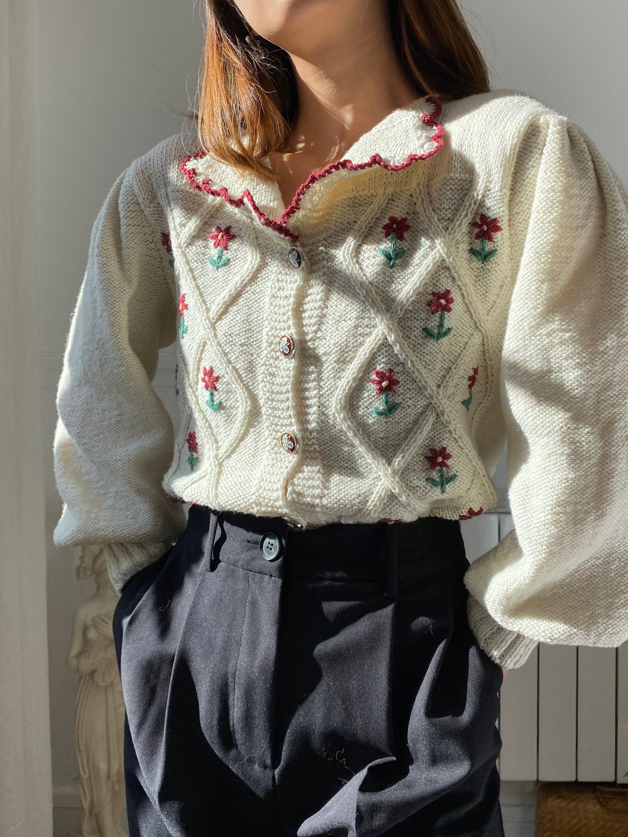 PRE-ORDER Hand knitted white cardigan