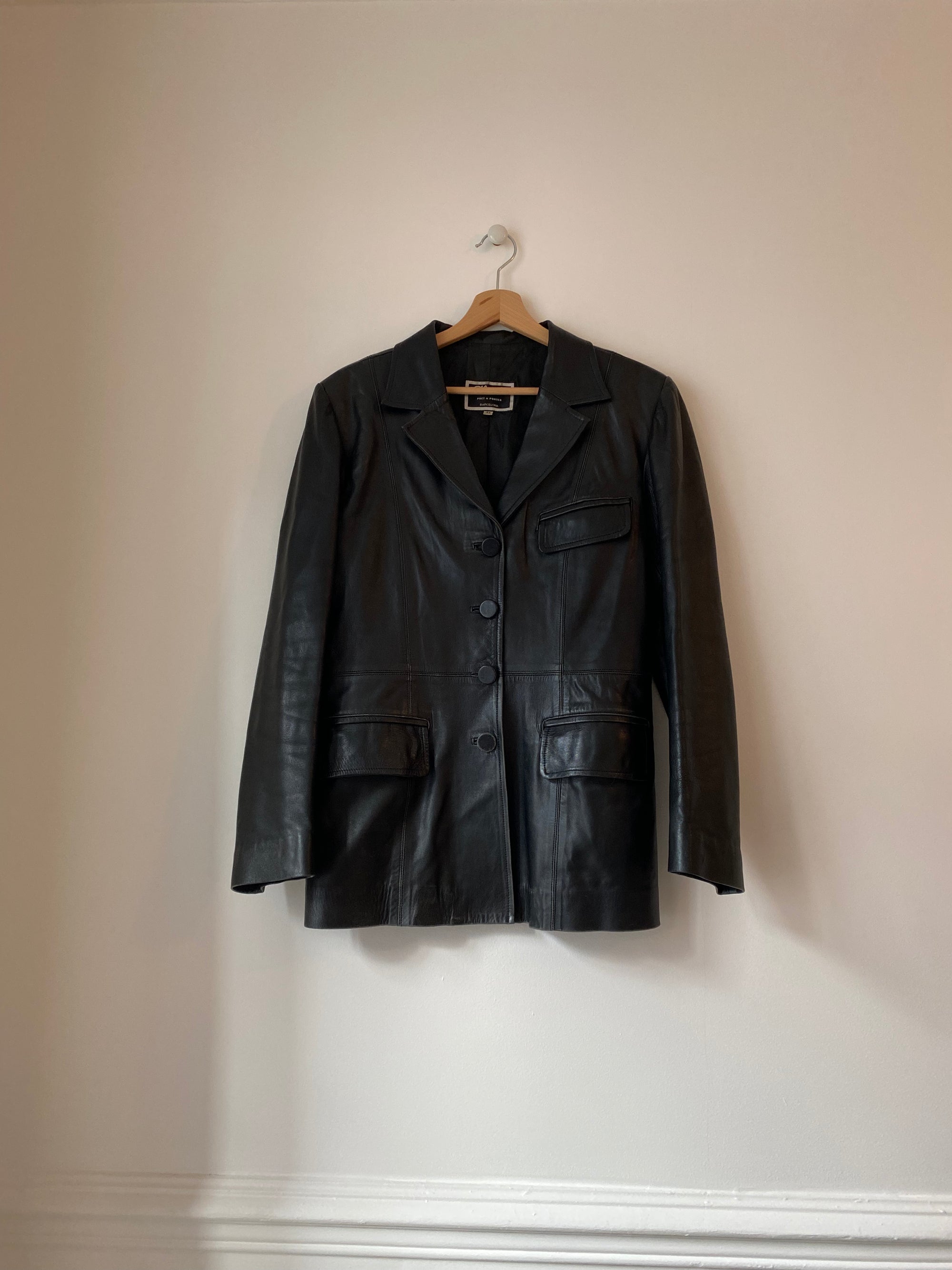 Vintage black leather blazer