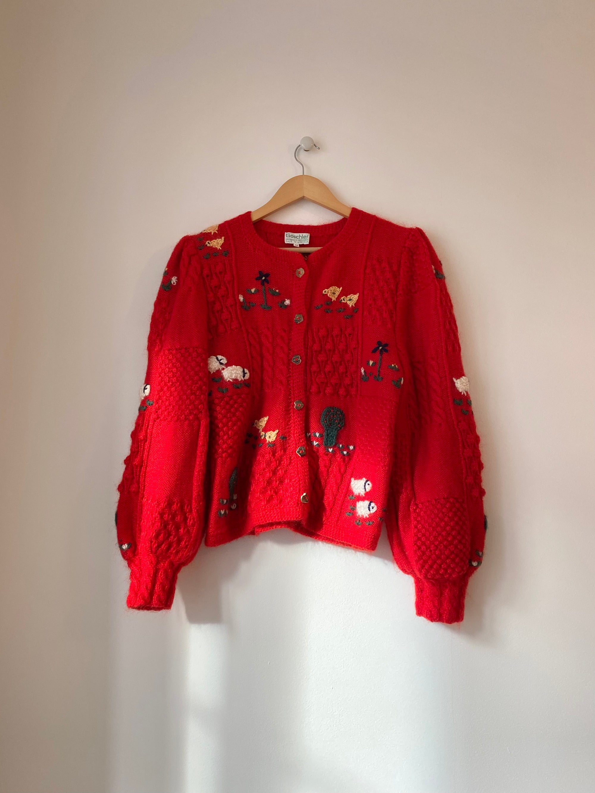 Vintage mohair red cardigan