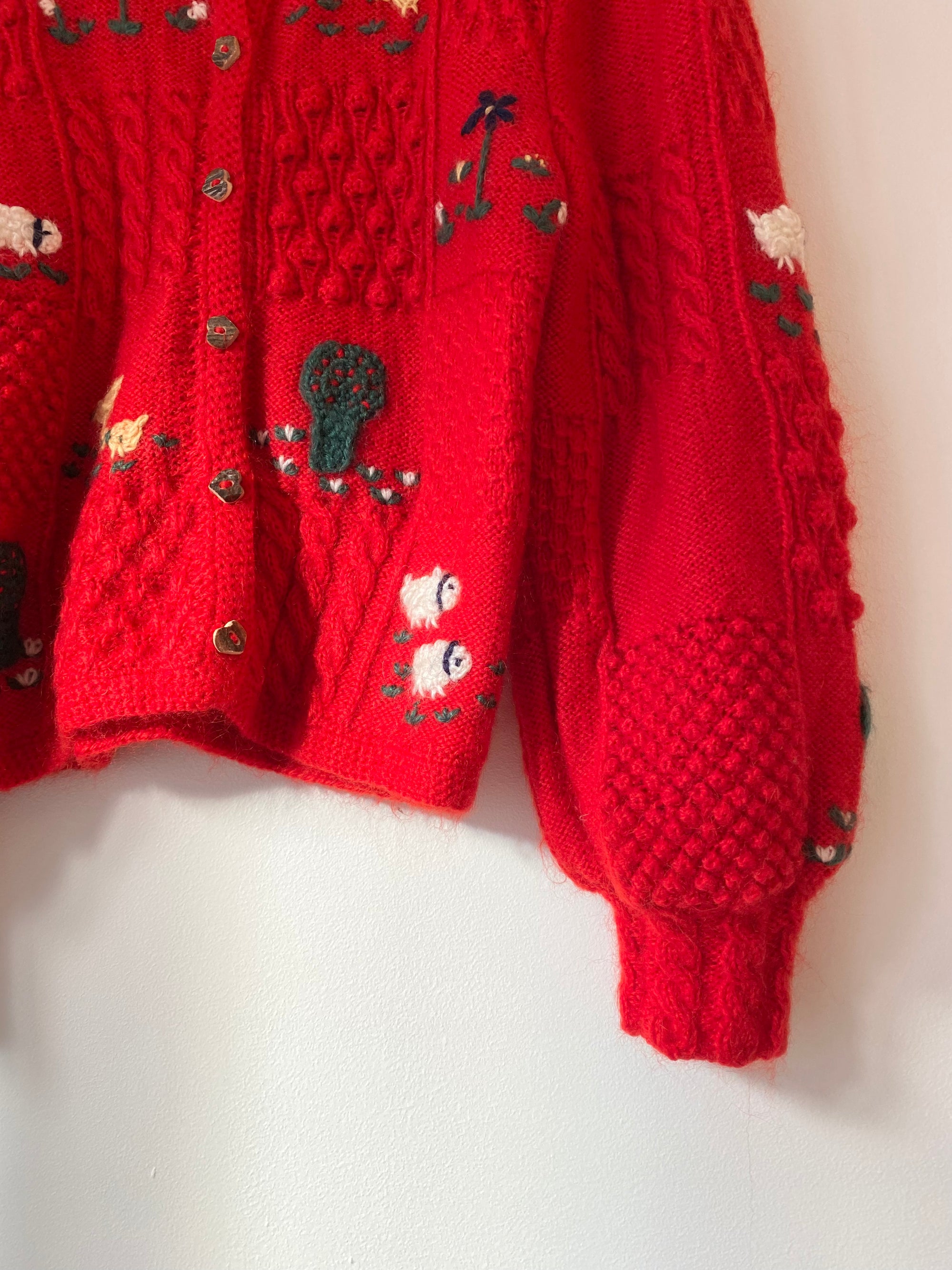 Vintage mohair red cardigan