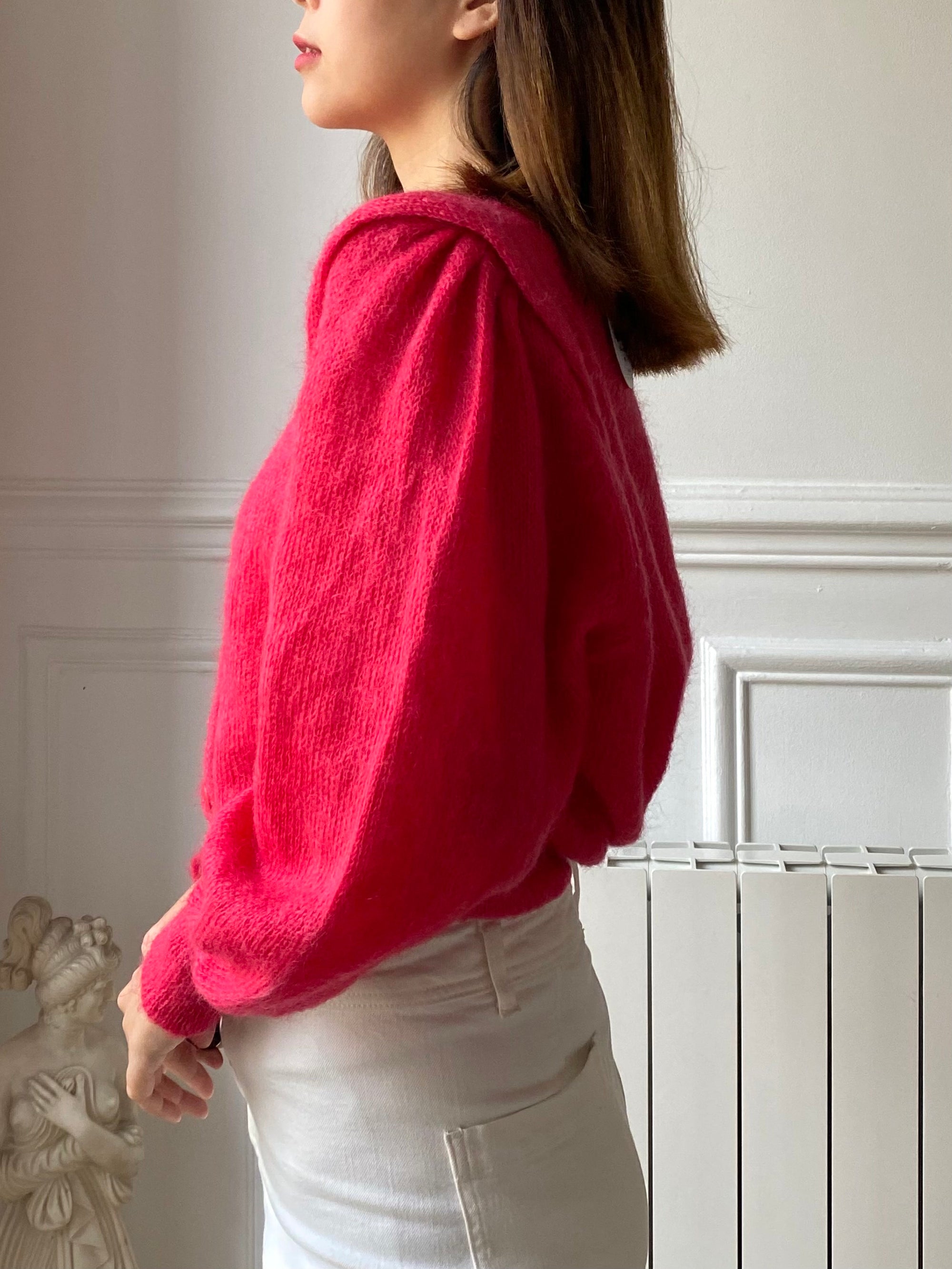 Cardigan rose Mohair