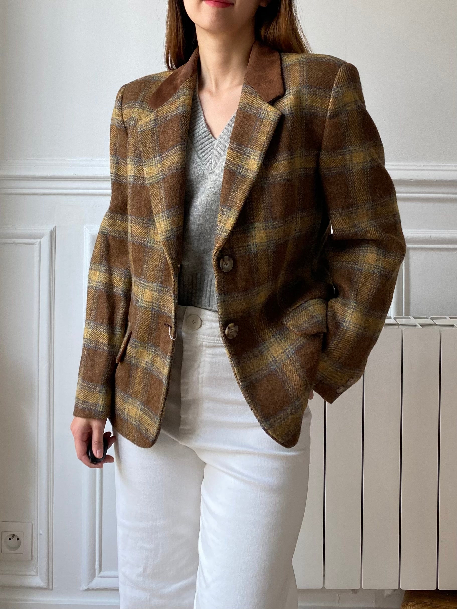 Blazer tweed marron 80s