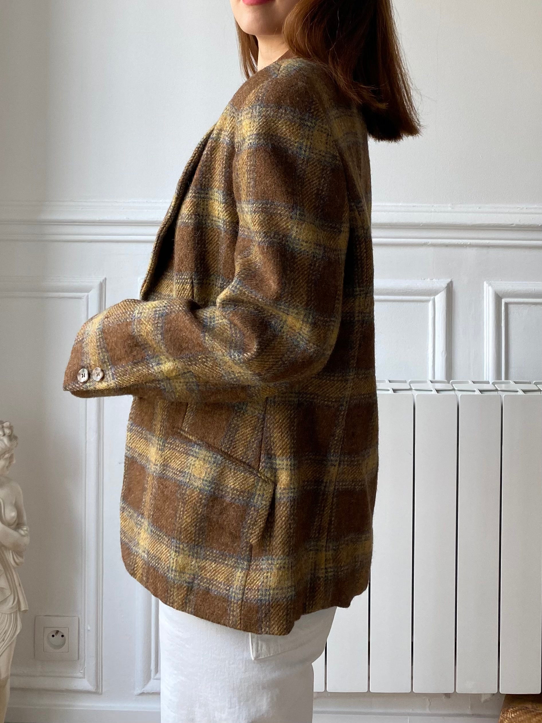 Blazer tweed marron 80s