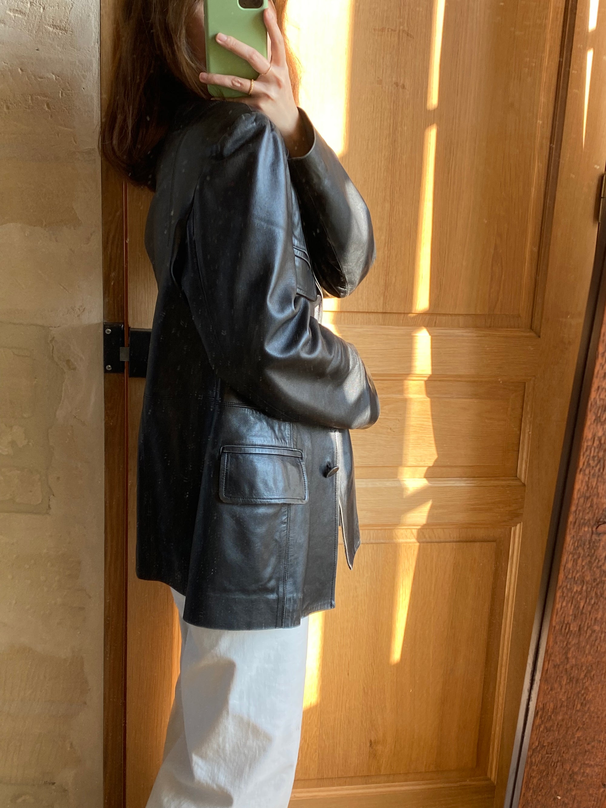 Vintage black leather blazer