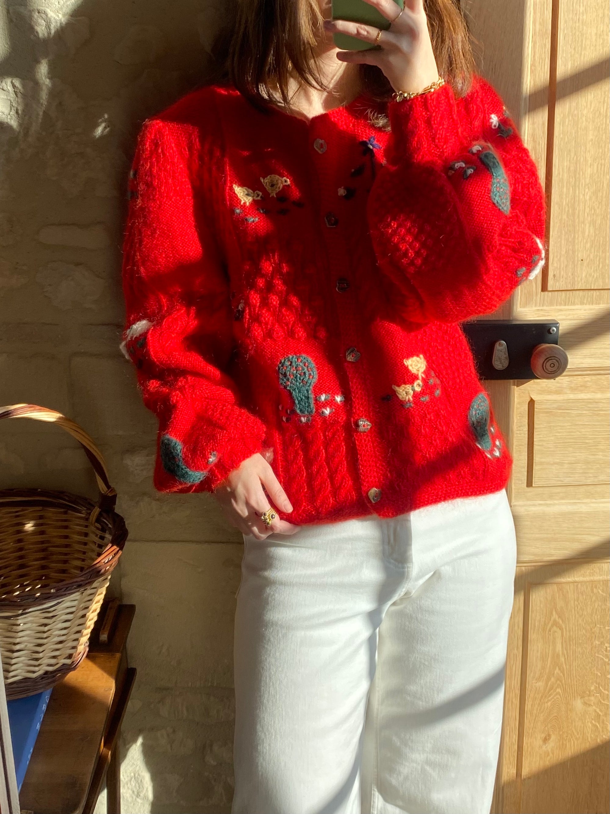 Vintage mohair red cardigan