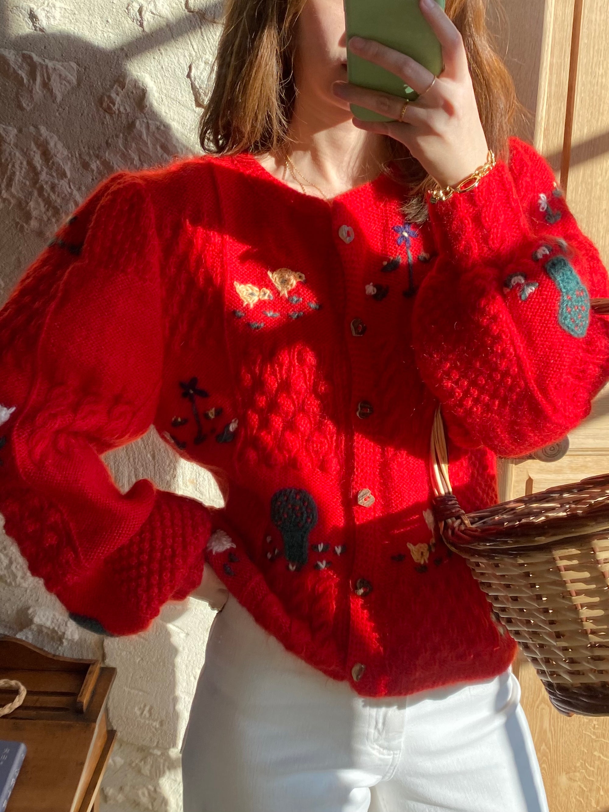 Vintage mohair red cardigan