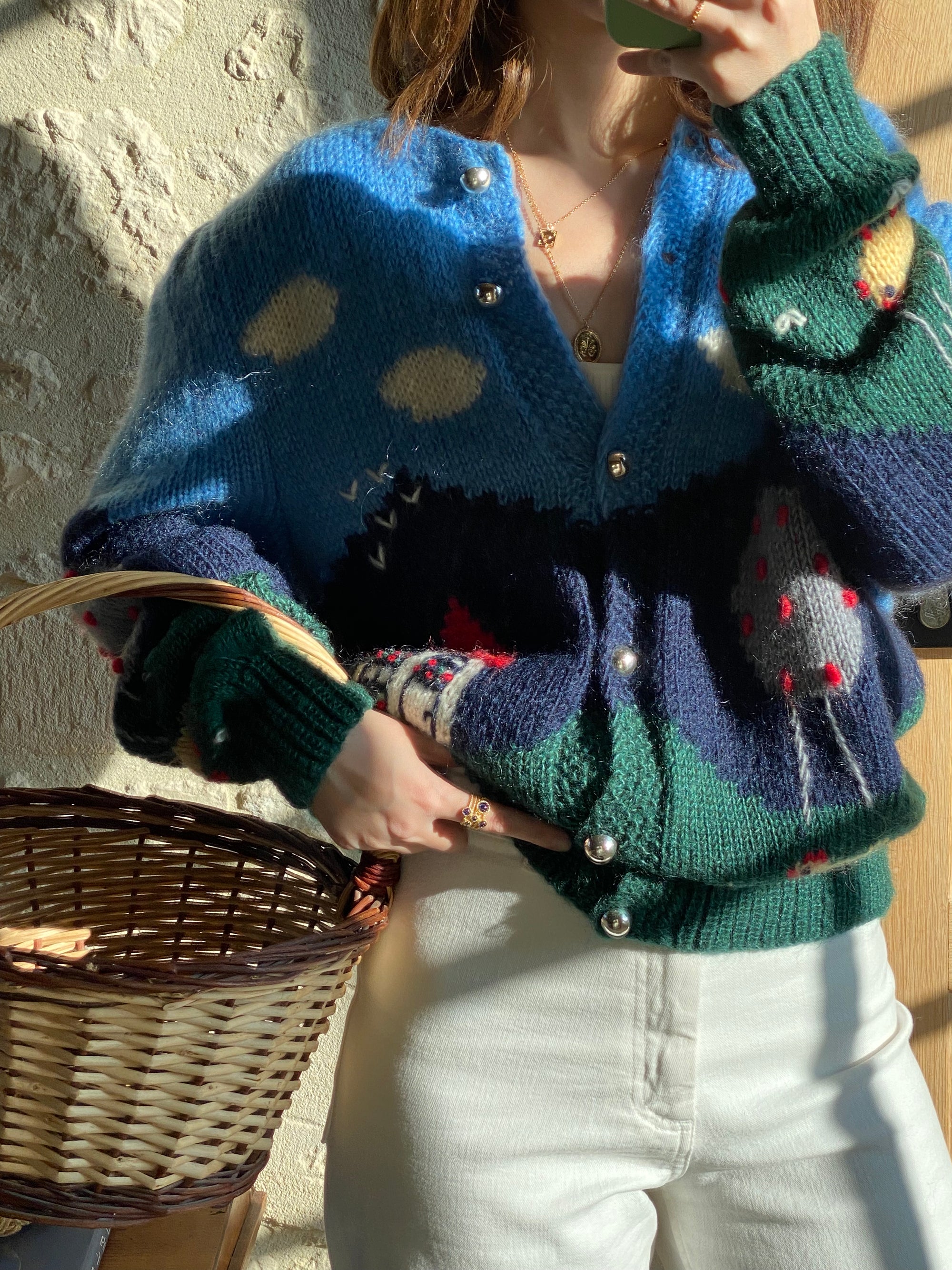 Vintage landscape mohair cardigan