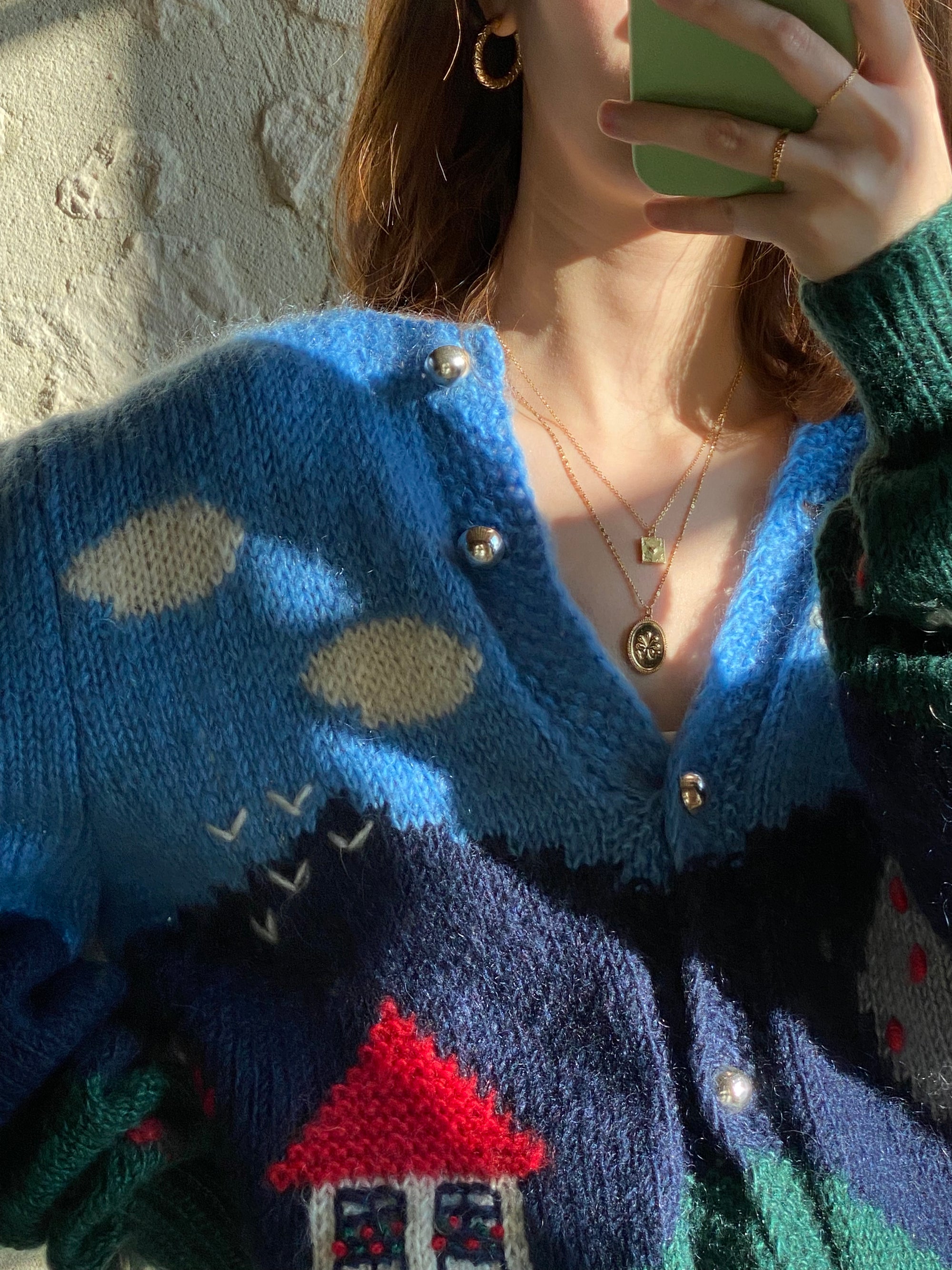 Vintage landscape mohair cardigan