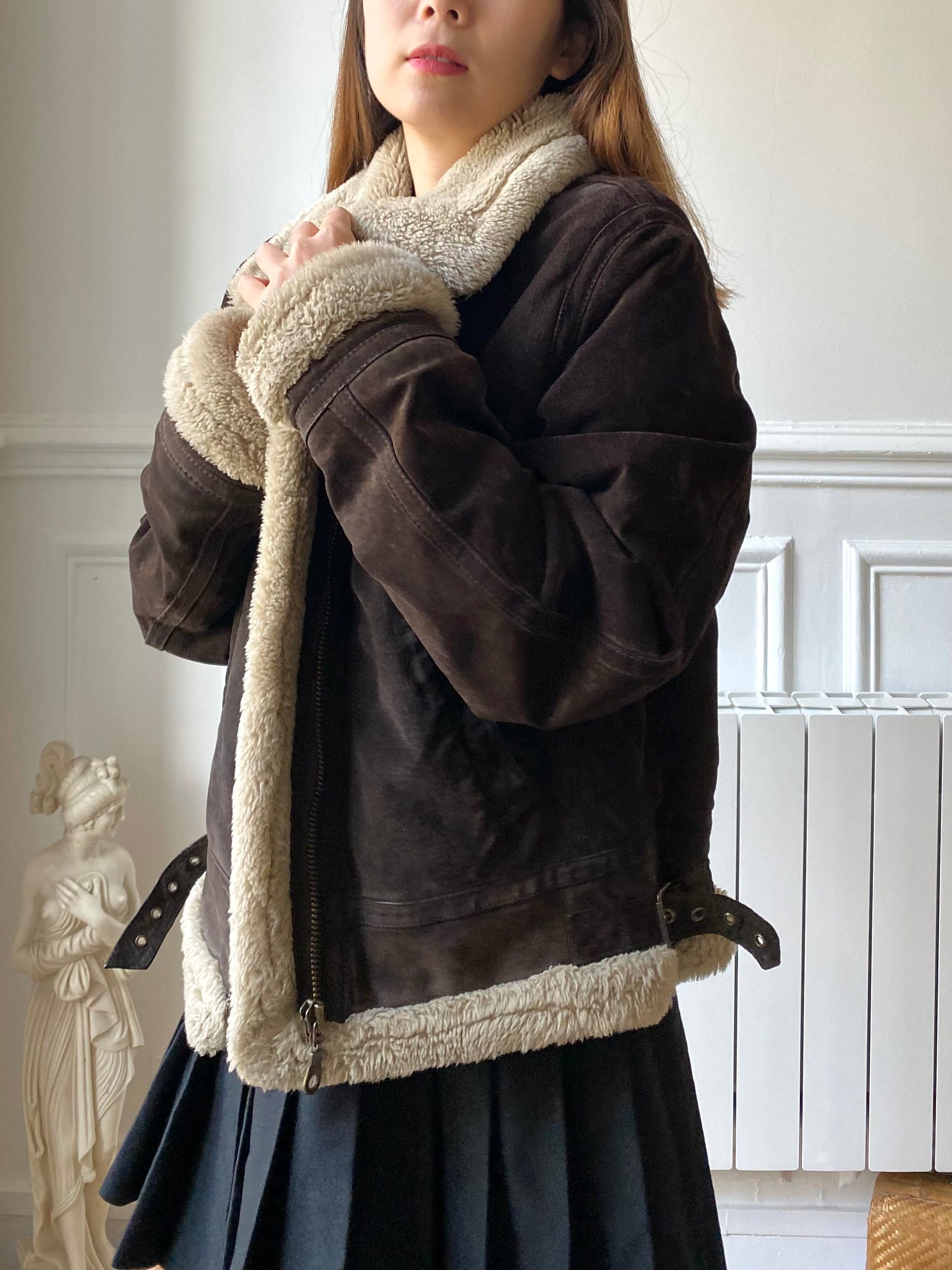 Manteau bomber suede 80s