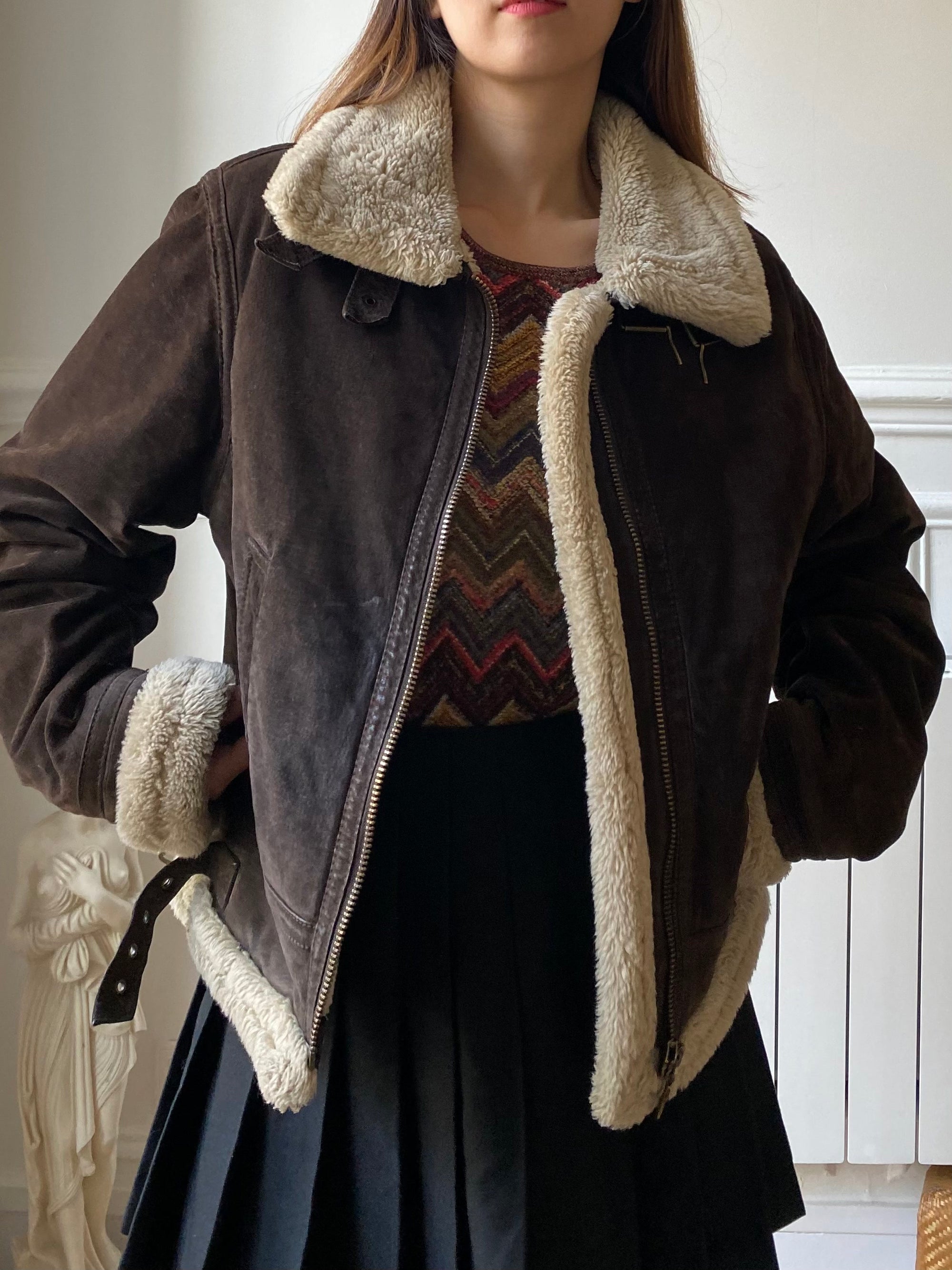 Manteau bomber suede 80s