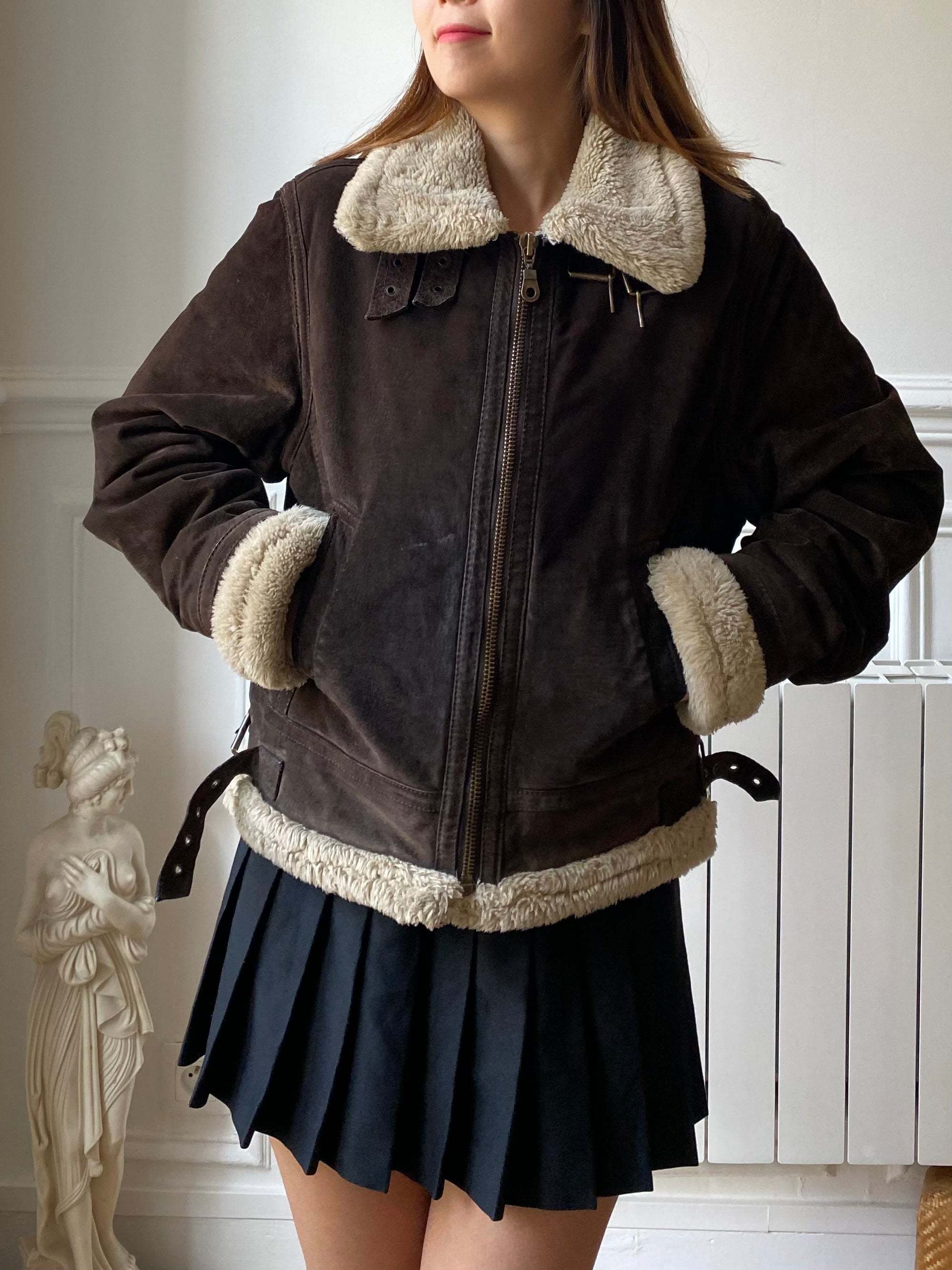 Manteau bomber suede 80s