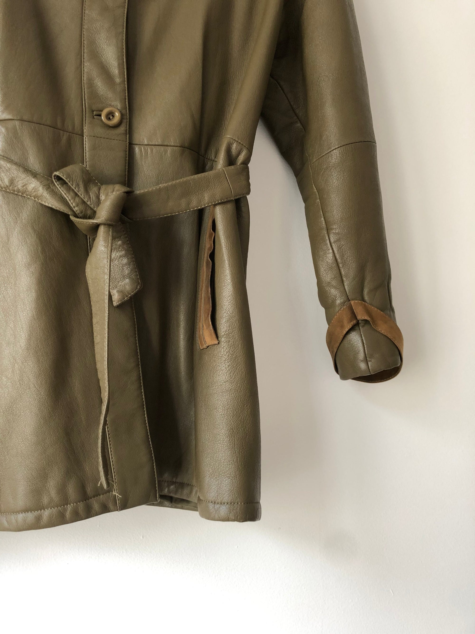 Manteau kaki cuir 80s