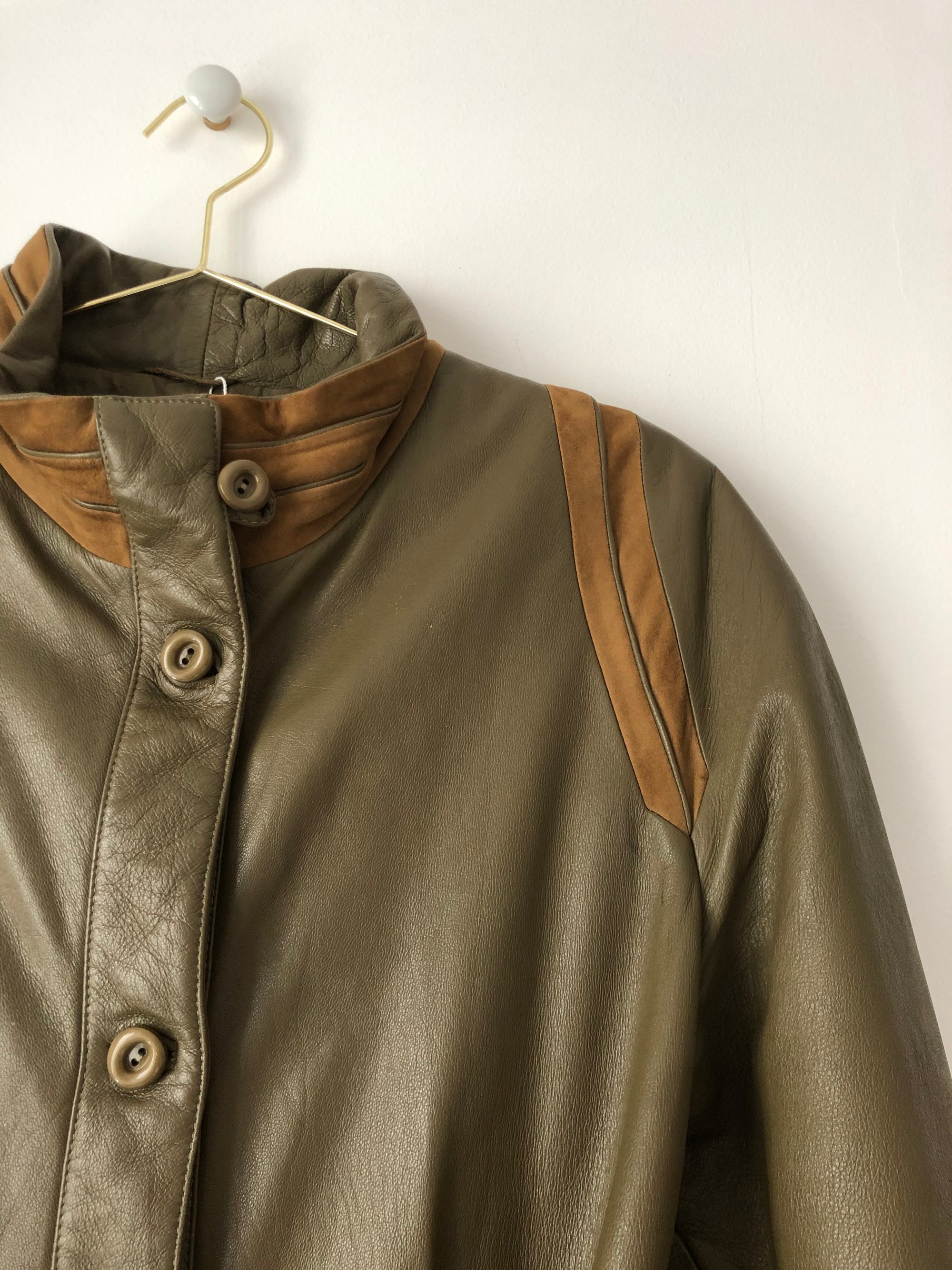 Manteau kaki cuir 80s