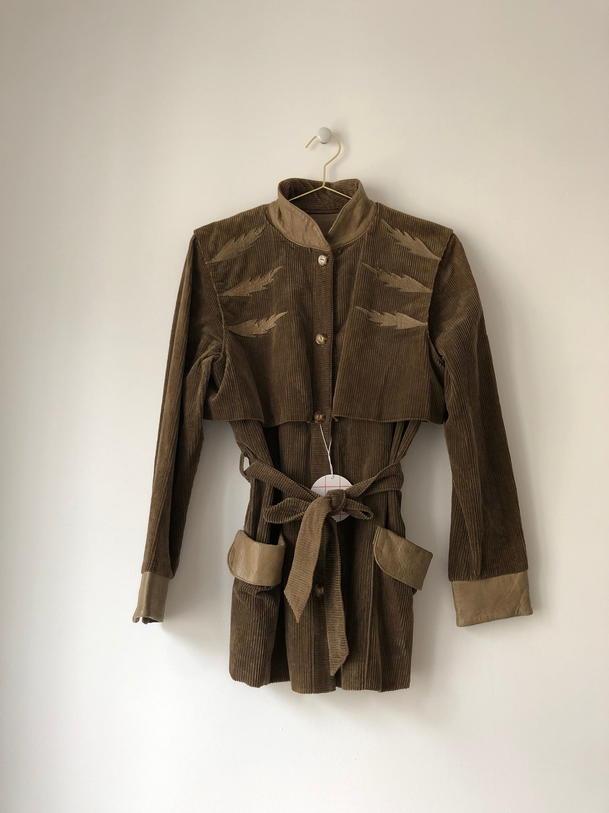 Veste corduroy cuir 70s