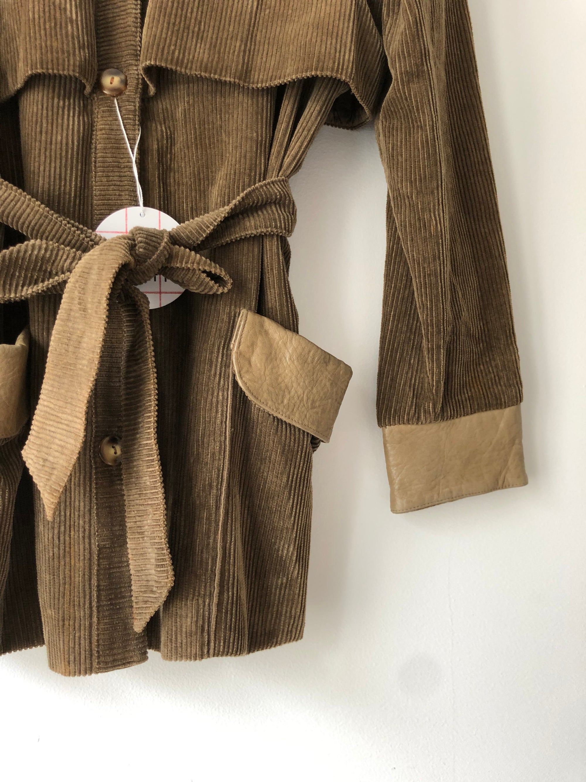 Veste corduroy cuir 70s