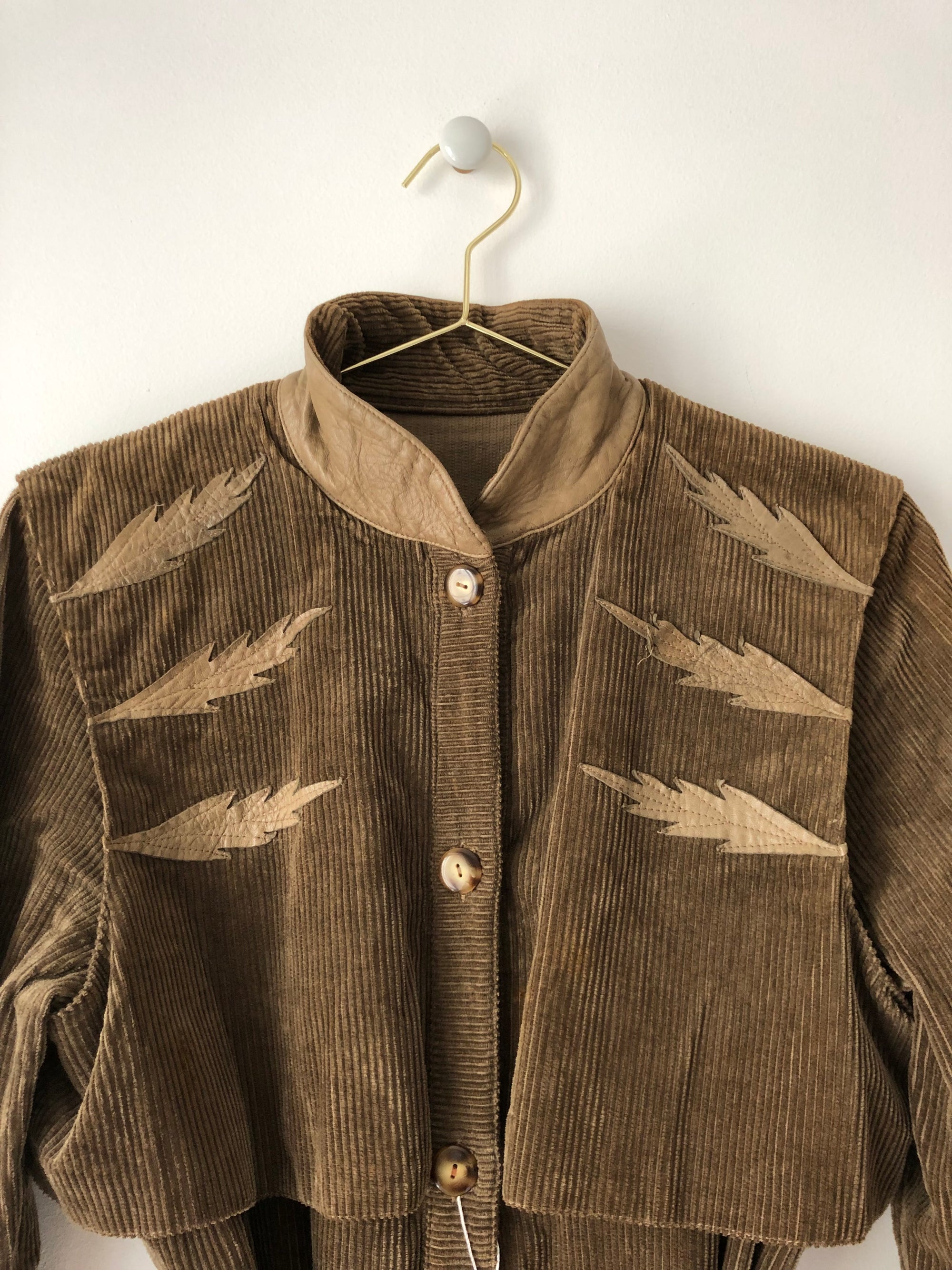 Veste corduroy cuir 70s