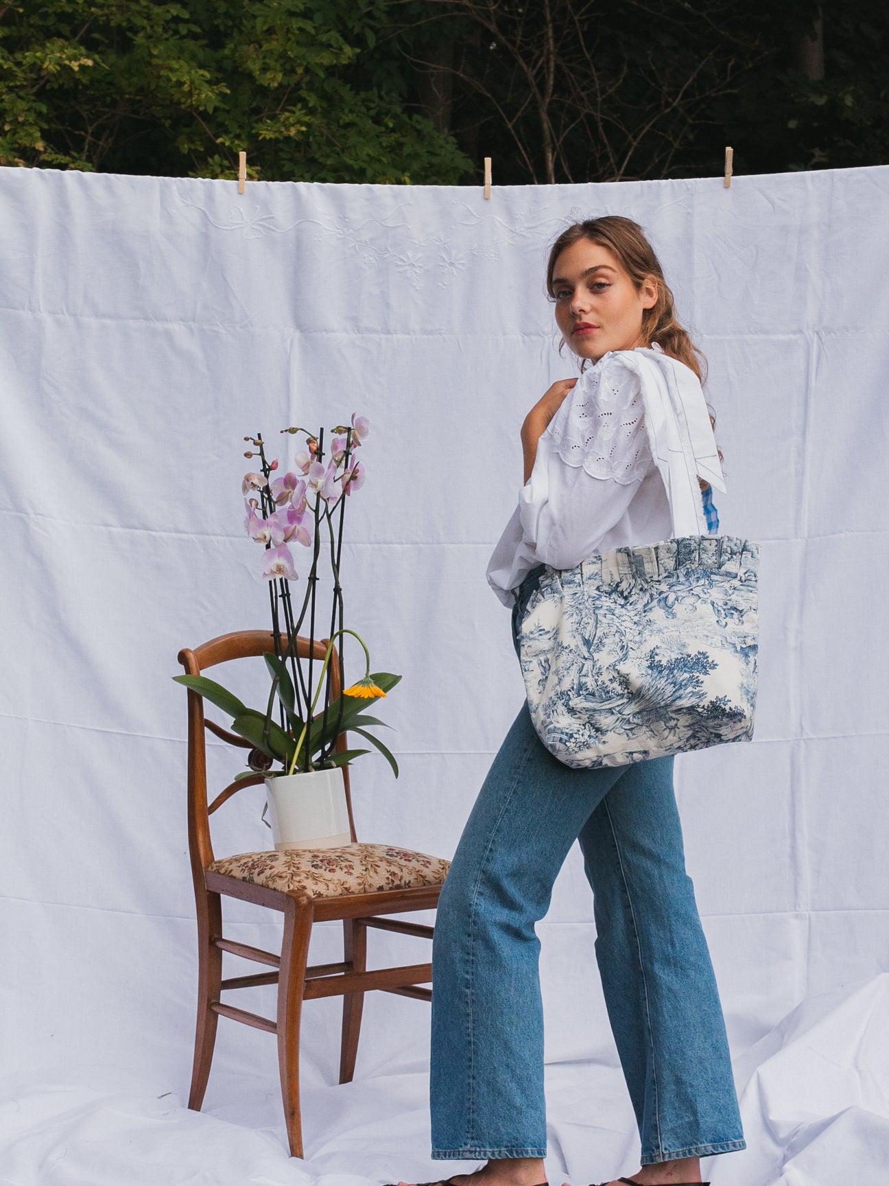 Handmade bag Toile de Jouy