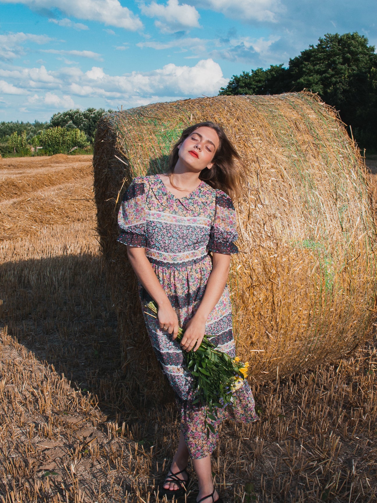 Handmade dress floral viscose