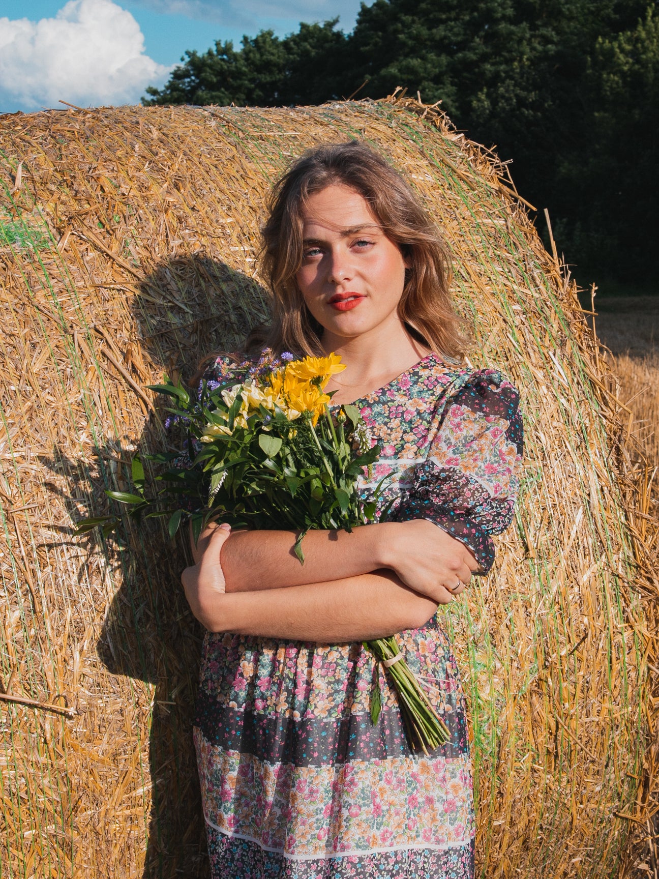 Handmade dress floral viscose