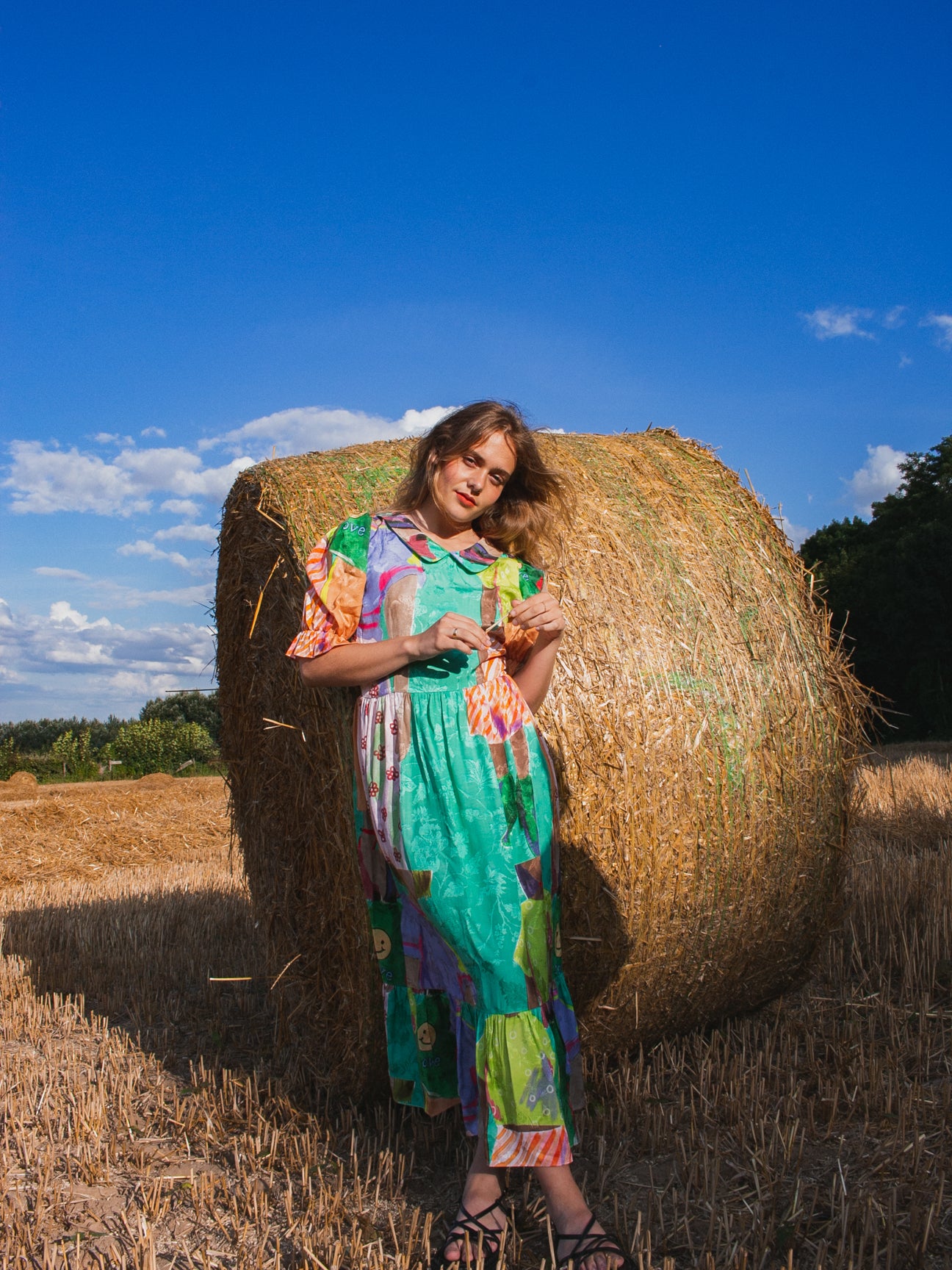 Handmade colorful viscose dress