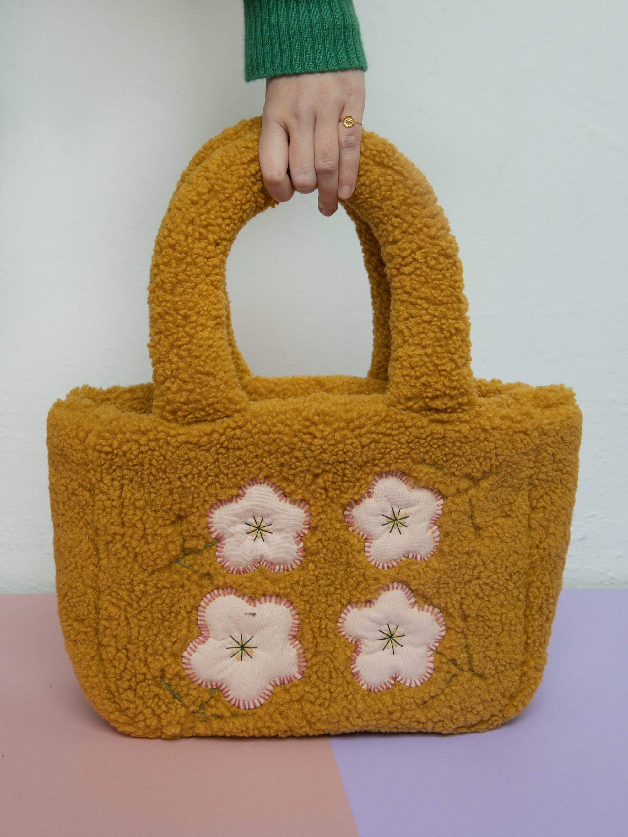 Handmade shearling tote