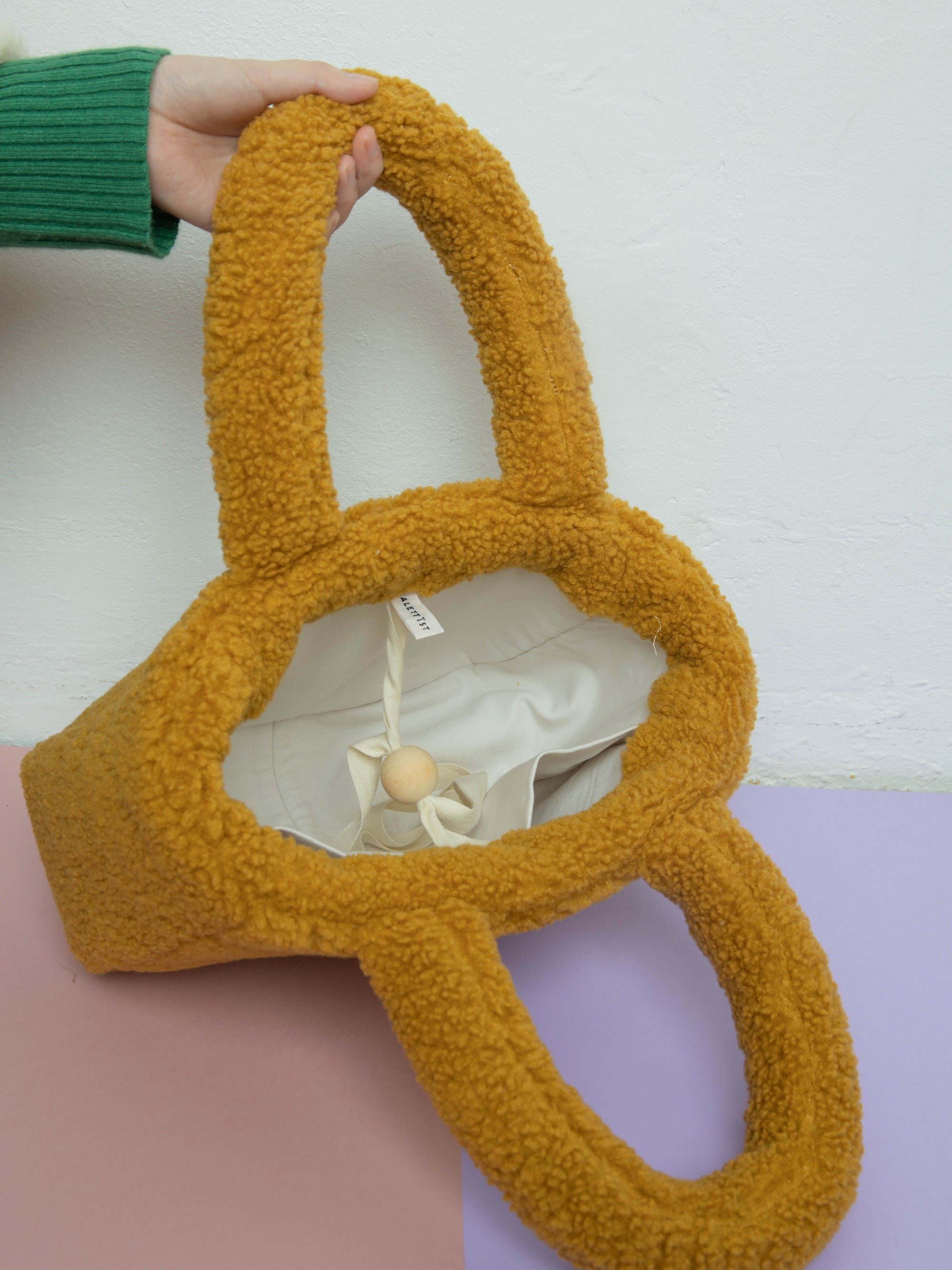 Handmade shearling tote