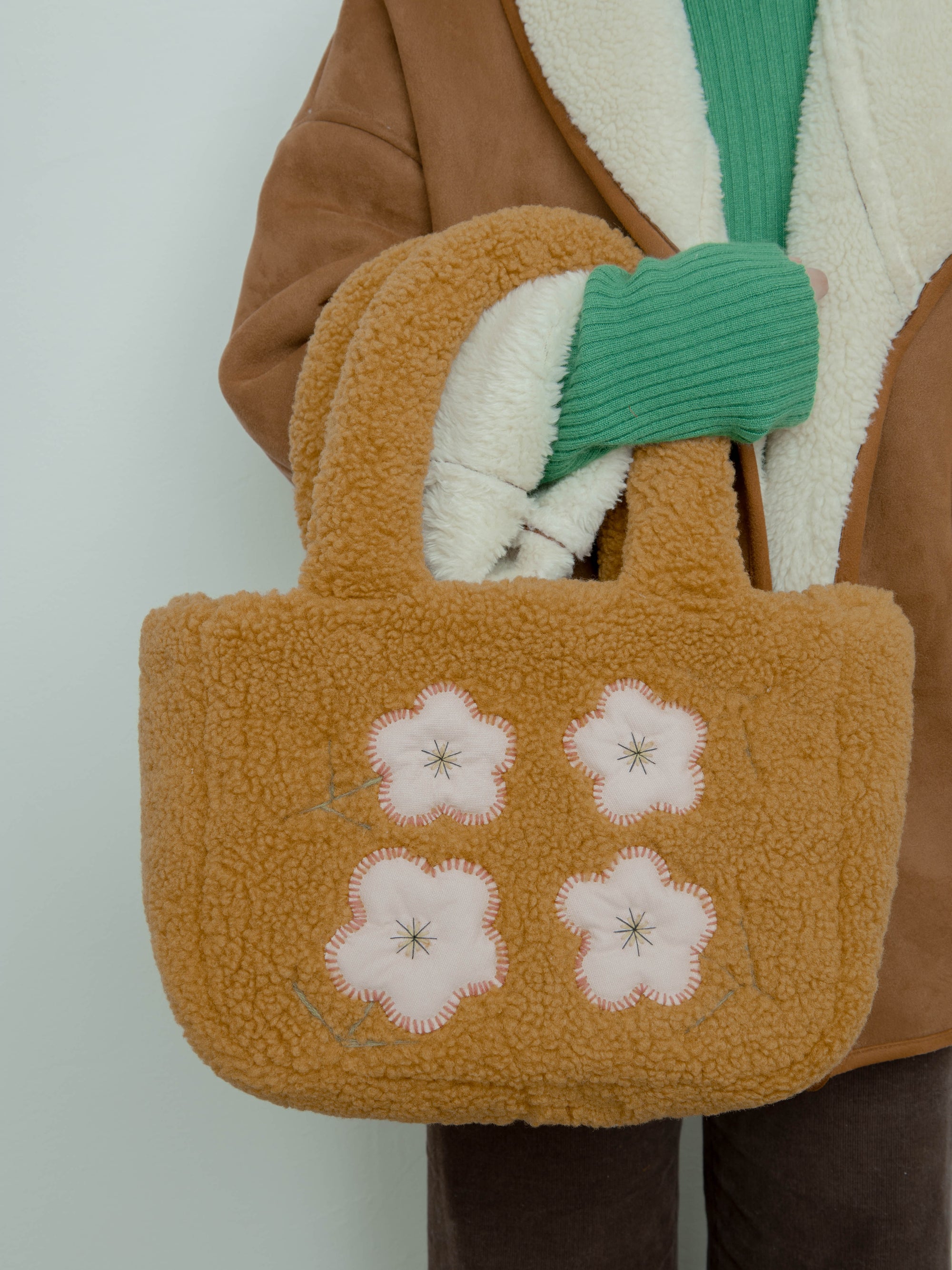 Handmade shearling tote