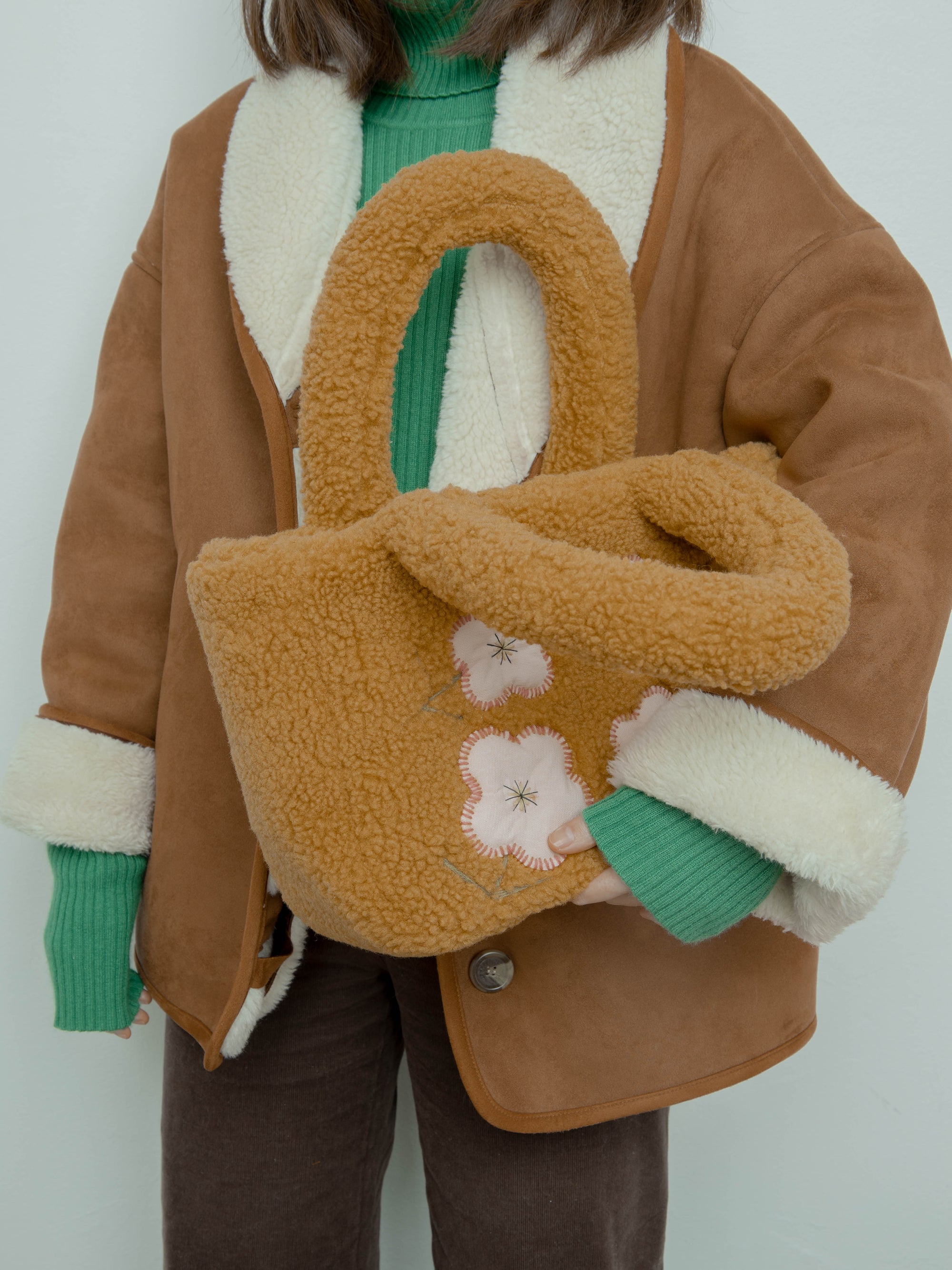 Handmade shearling tote